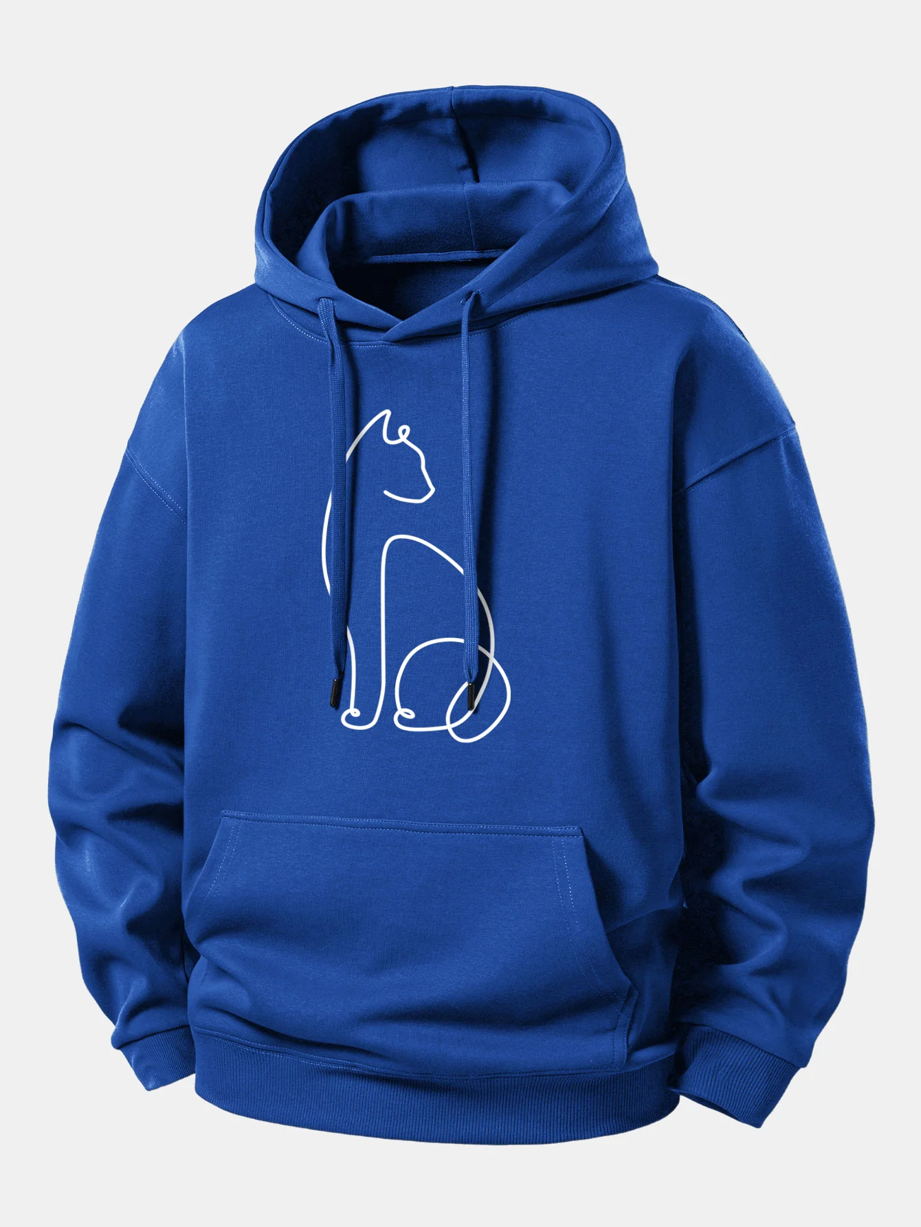 Cat Line Print Relax Fit Hoodie - Image 10