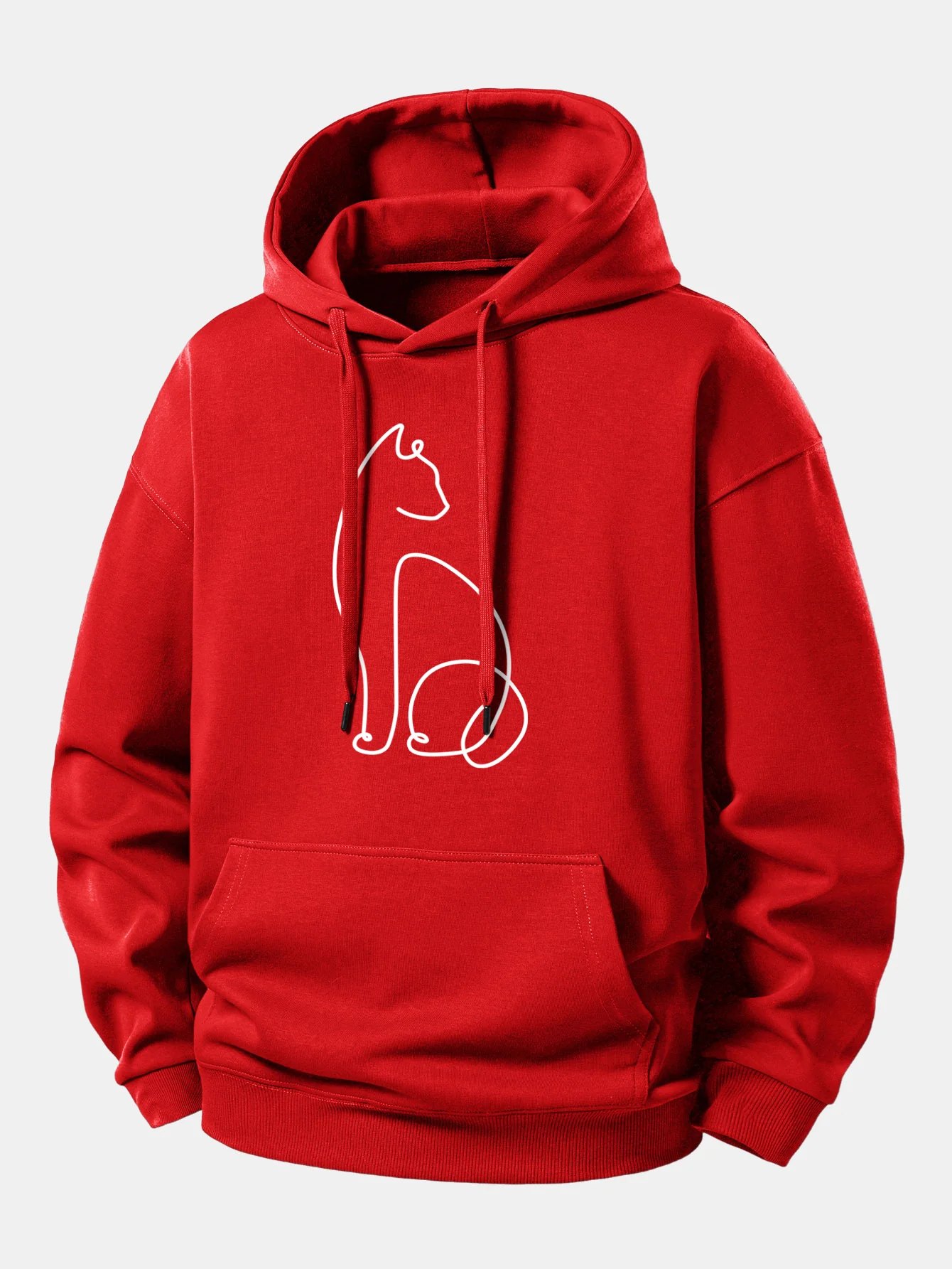 Cat Line Print Relax Fit Hoodie - Image 11