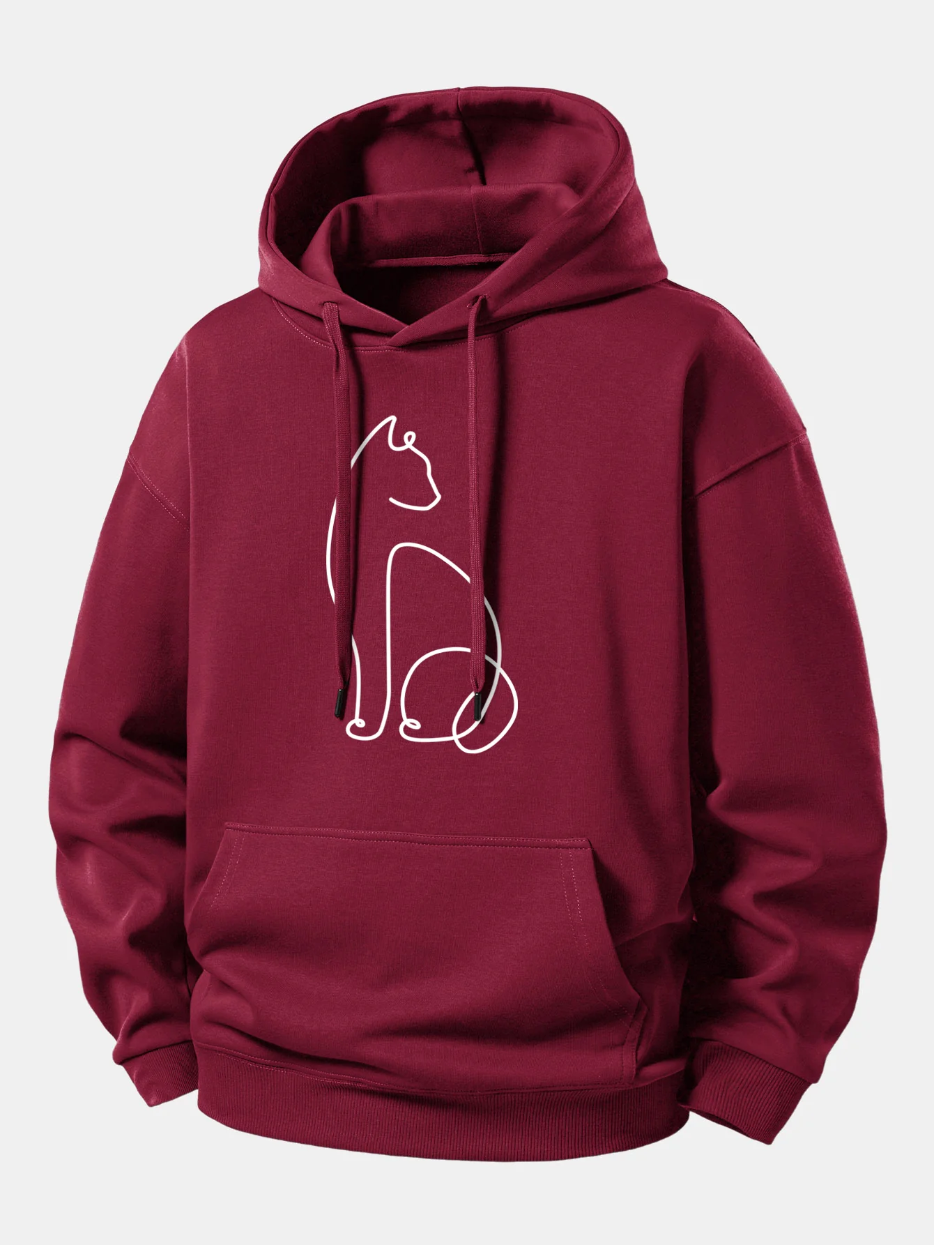 Cat Line Print Relax Fit Hoodie - Image 6