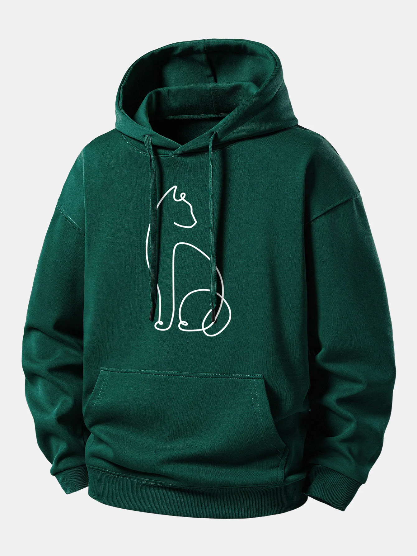 Cat Line Print Relax Fit Hoodie - Image 7