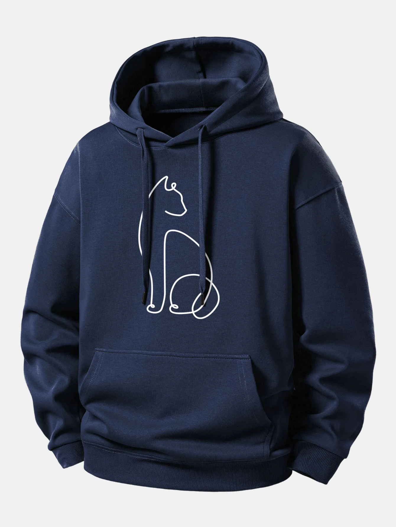 Cat Line Print Relax Fit Hoodie - Image 9