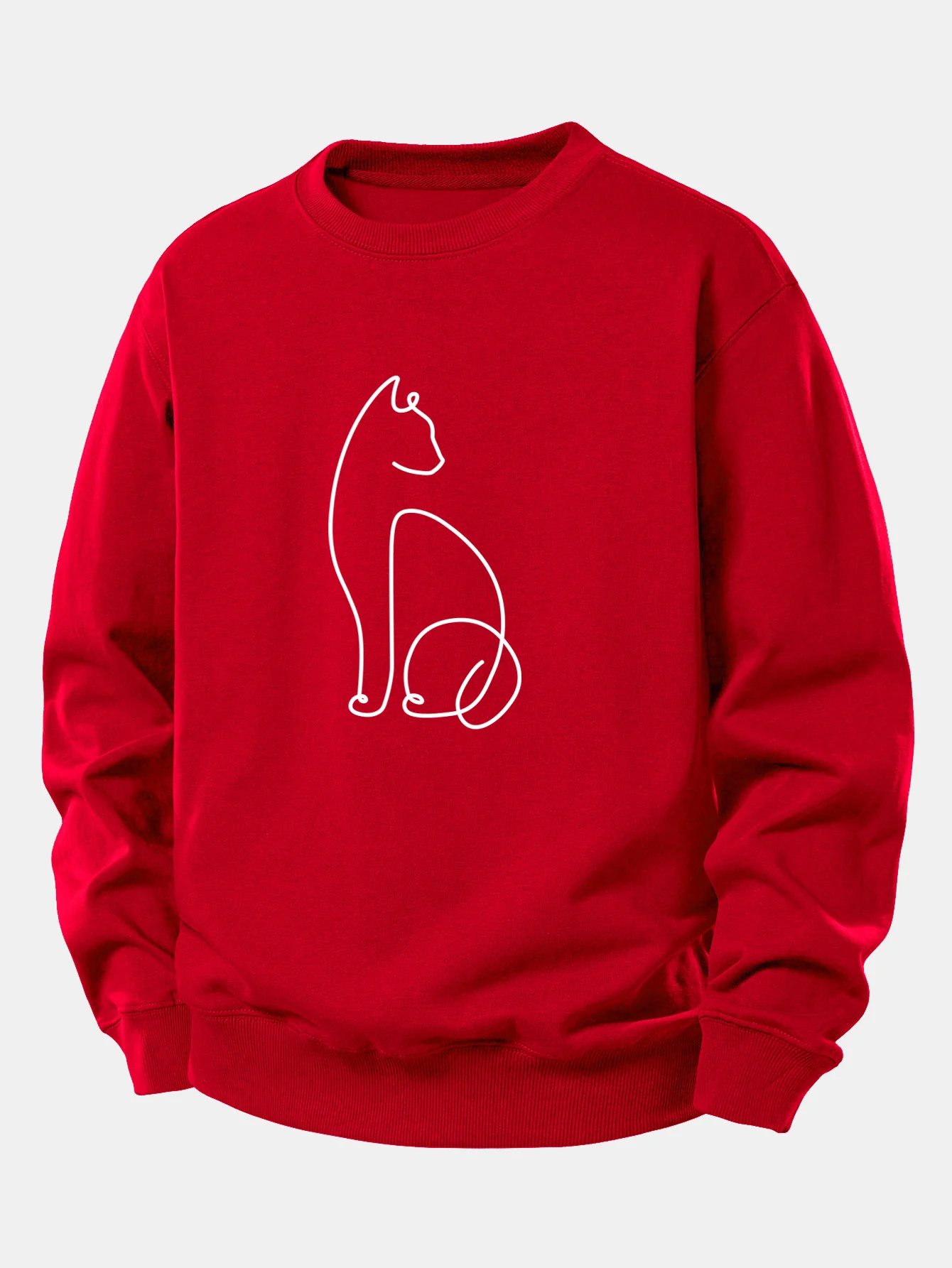 Cat Line Print Relax Fit Sweatshirt - Image 10