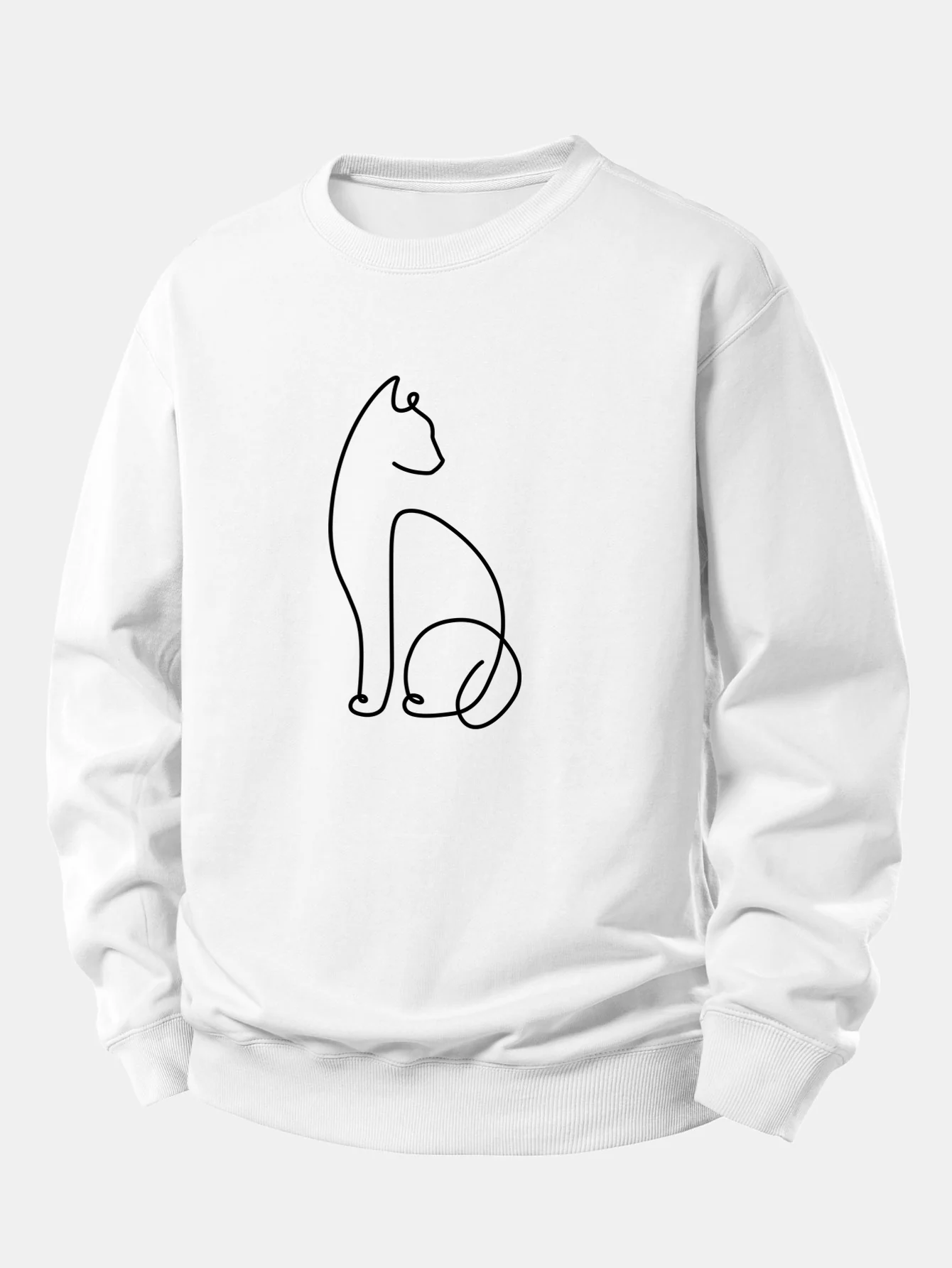 Cat Line Print Relax Fit Sweatshirt - Image 2