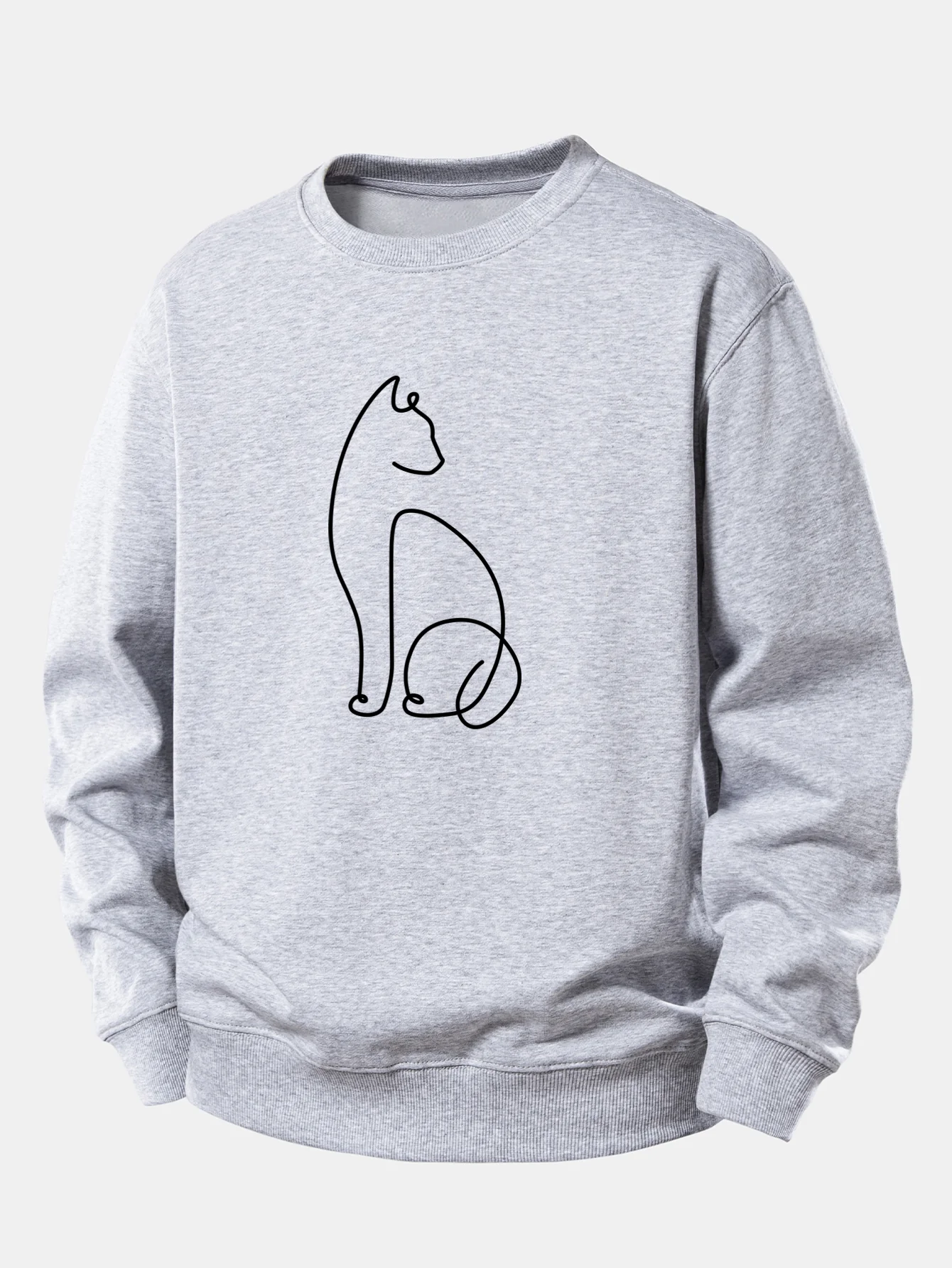 Cat Line Print Relax Fit Sweatshirt - Image 5