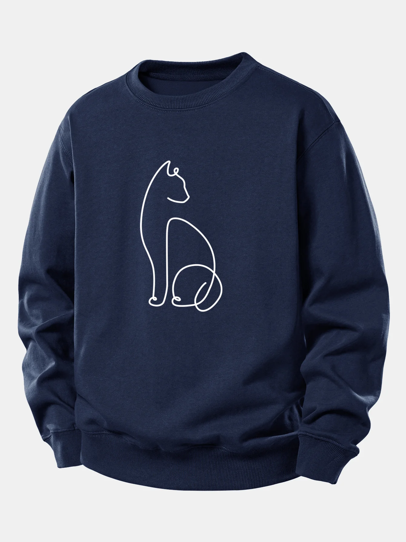 Cat Line Print Relax Fit Sweatshirt - Image 6