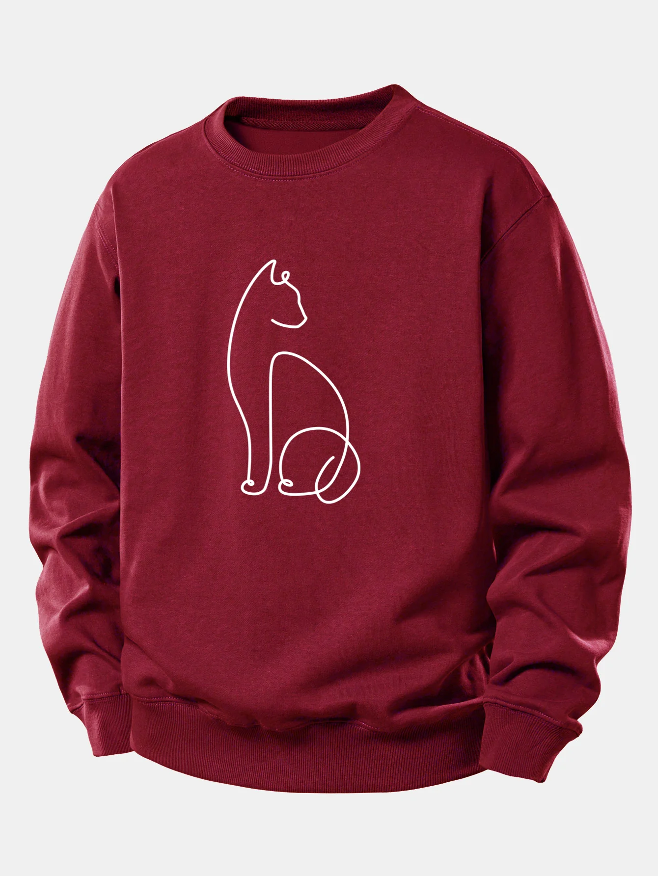 Cat Line Print Relax Fit Sweatshirt - Image 7