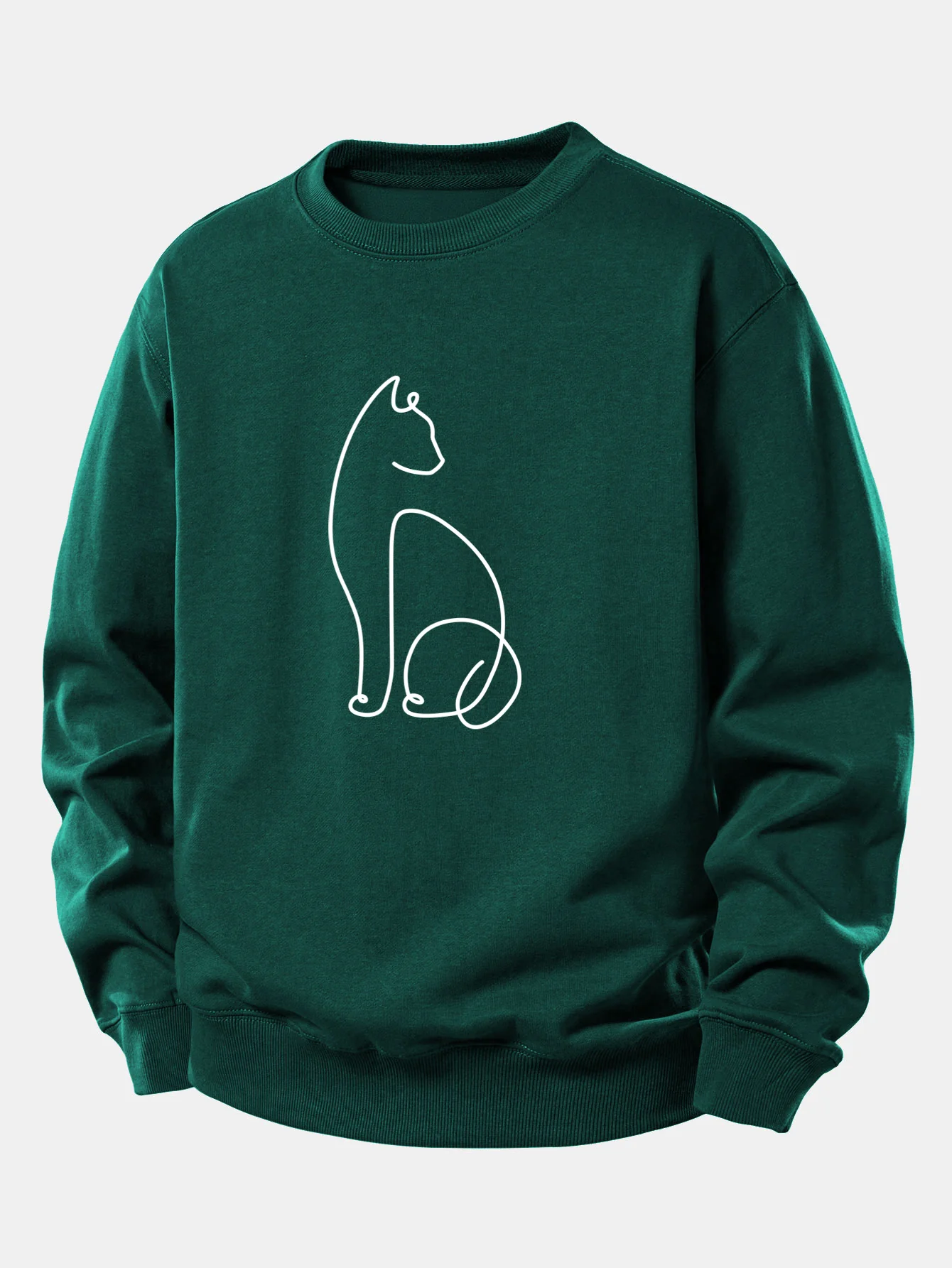 Cat Line Print Relax Fit Sweatshirt - Image 9