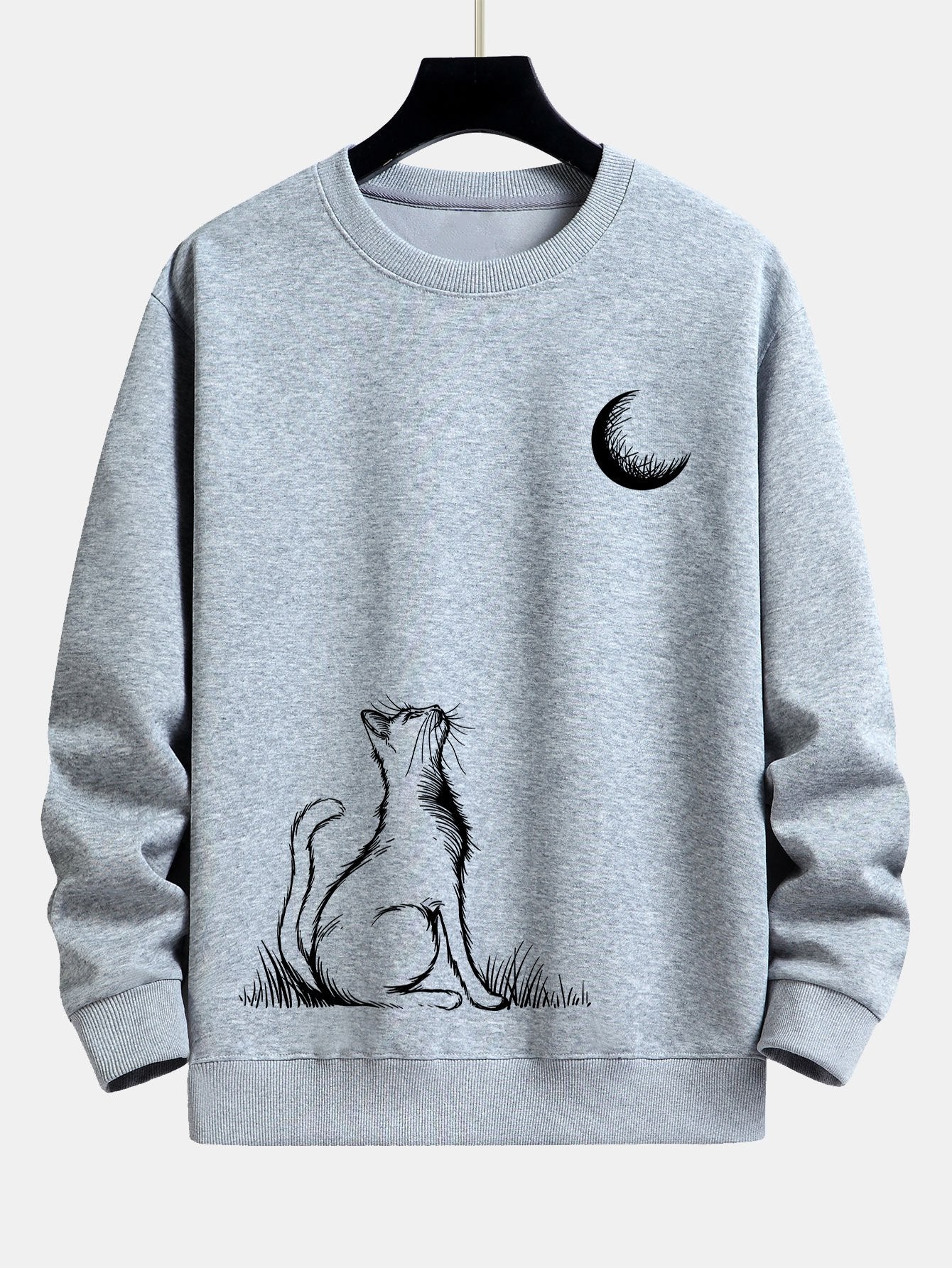 Katze, die zum Mond schaut, Print Relax Fit Sweatshirt - Image 6