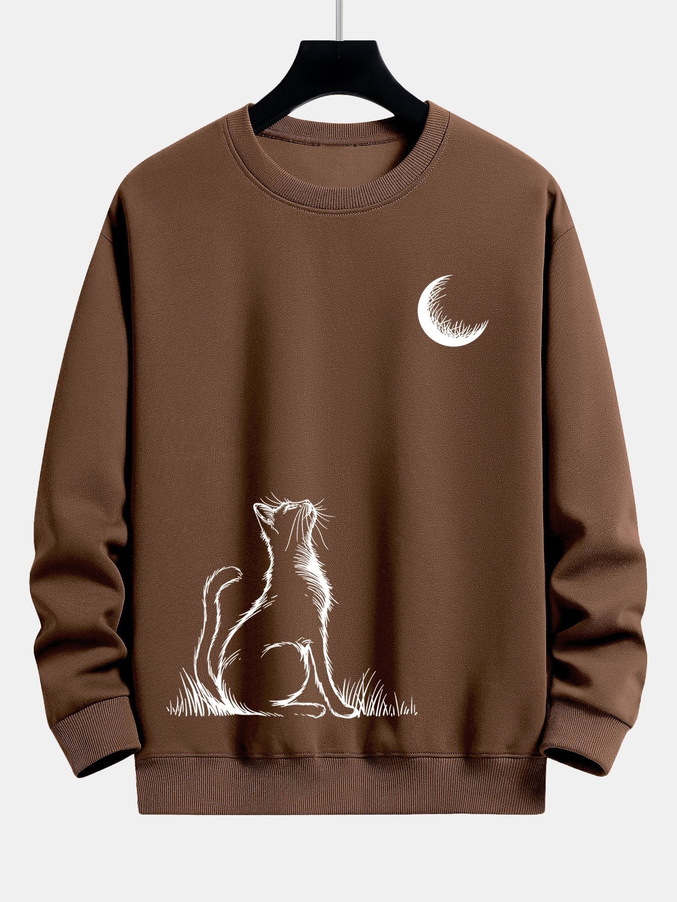 Katze, die zum Mond schaut, Print Relax Fit Sweatshirt - Image 8