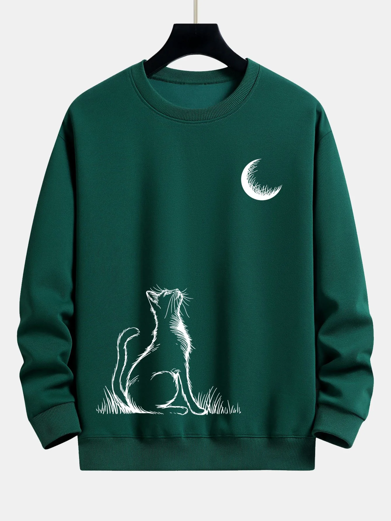 Katze, die zum Mond schaut, Print Relax Fit Sweatshirt - Image 9