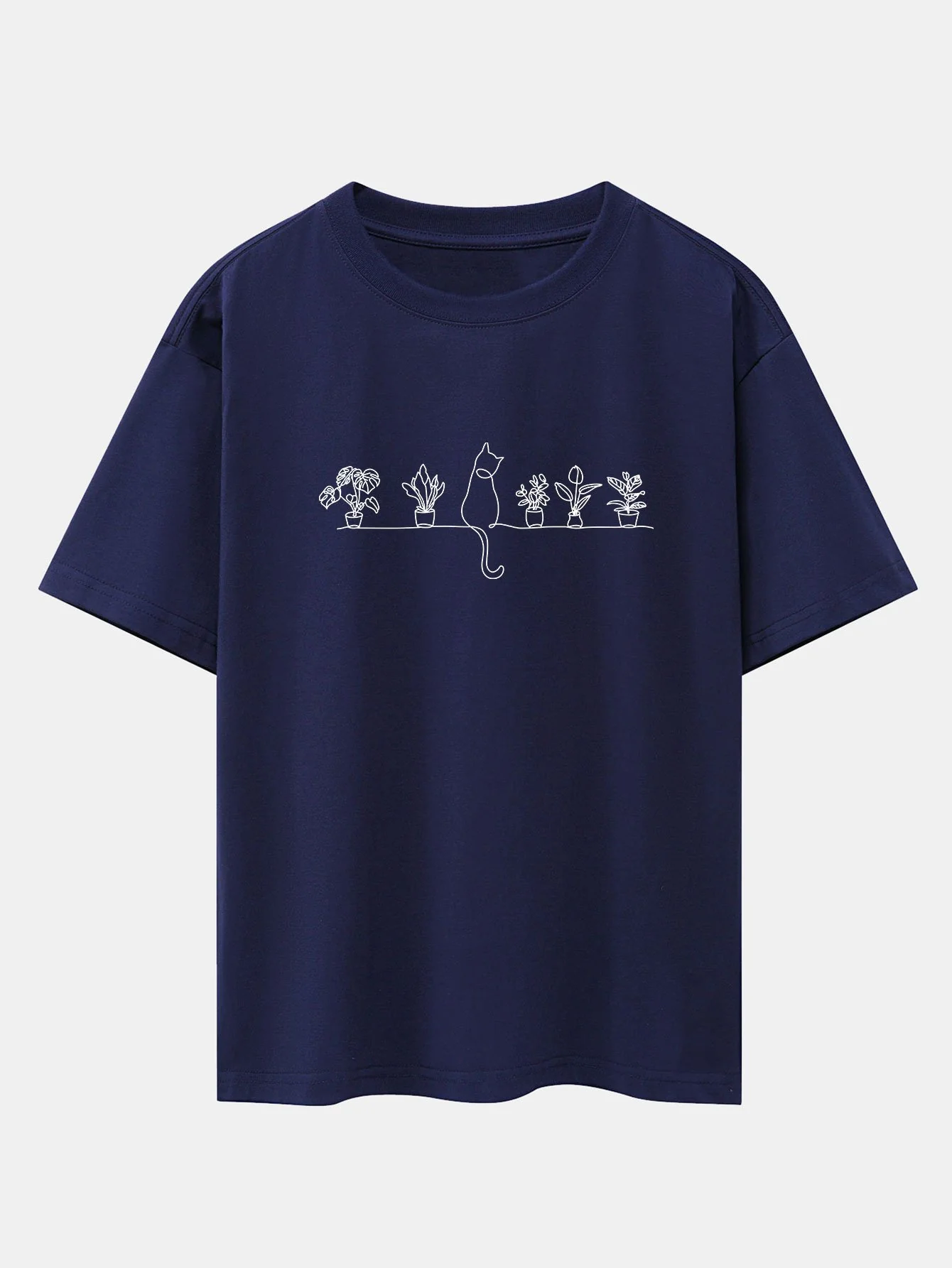 Katze Topfpflanze Druck Drop Shoulder Oversize T-Shirt - Image 10