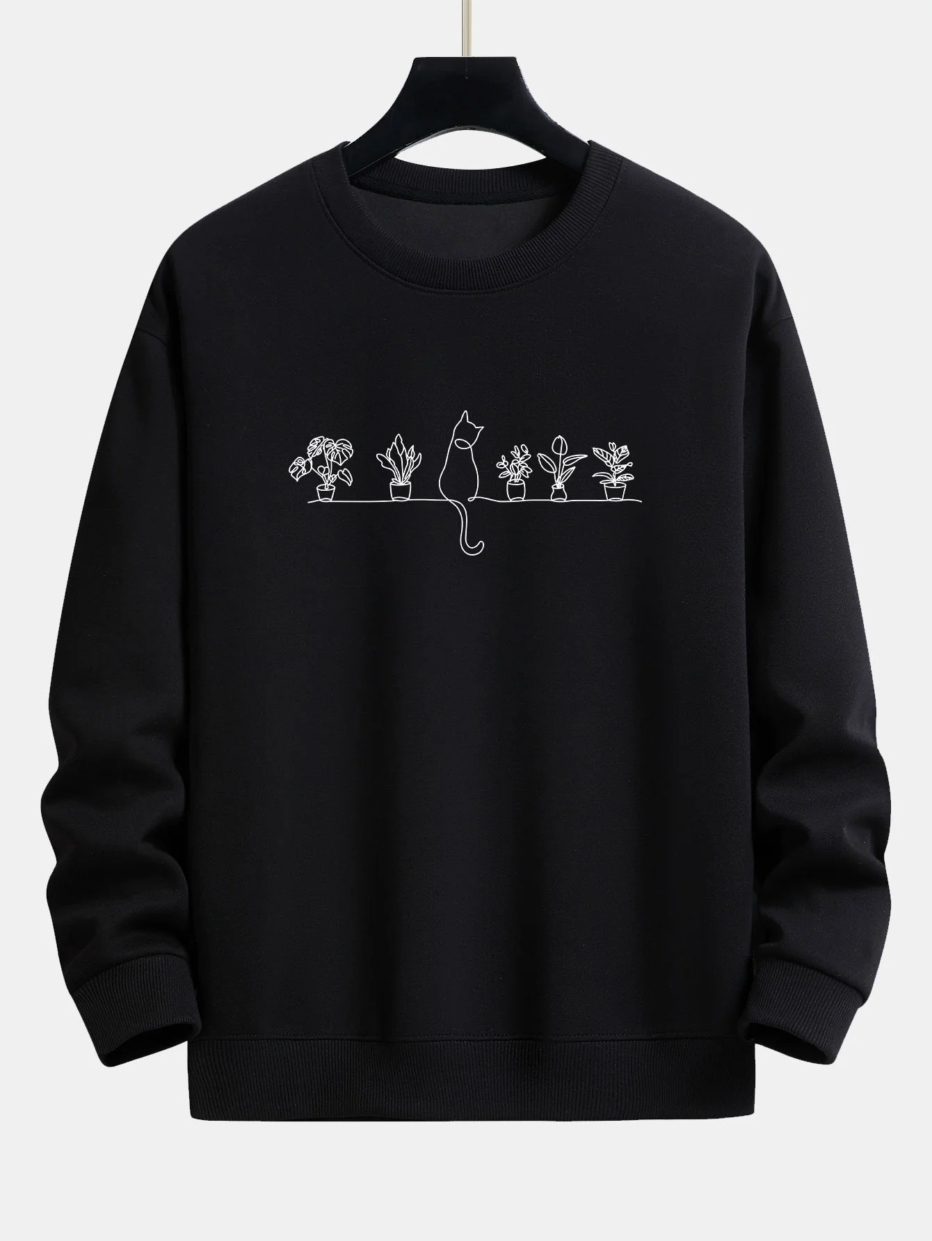 Katze Topfpflanze Druck Relaxed Fit Sweatshirt - Image 2
