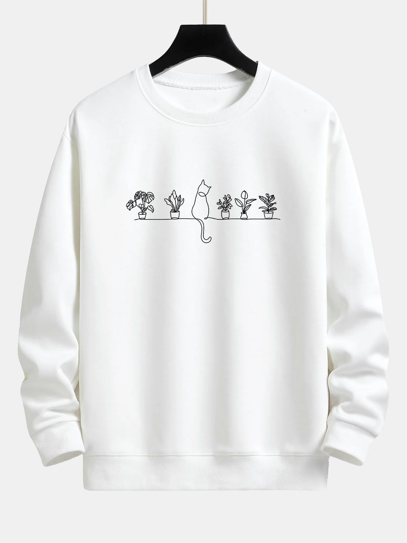 Katze Topfpflanze Druck Relaxed Fit Sweatshirt - Image 3