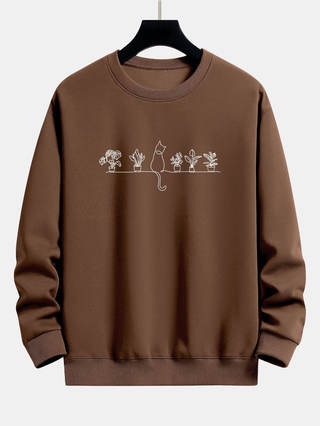 Katze Topfpflanze Druck Relaxed Fit Sweatshirt - Image 6