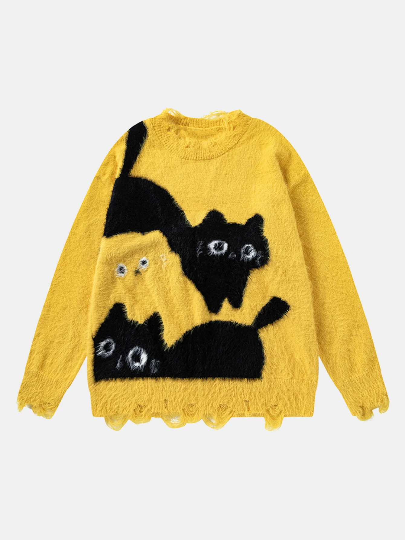 Strickpullover mit Katzenmotiv im Used-Look - Image 5