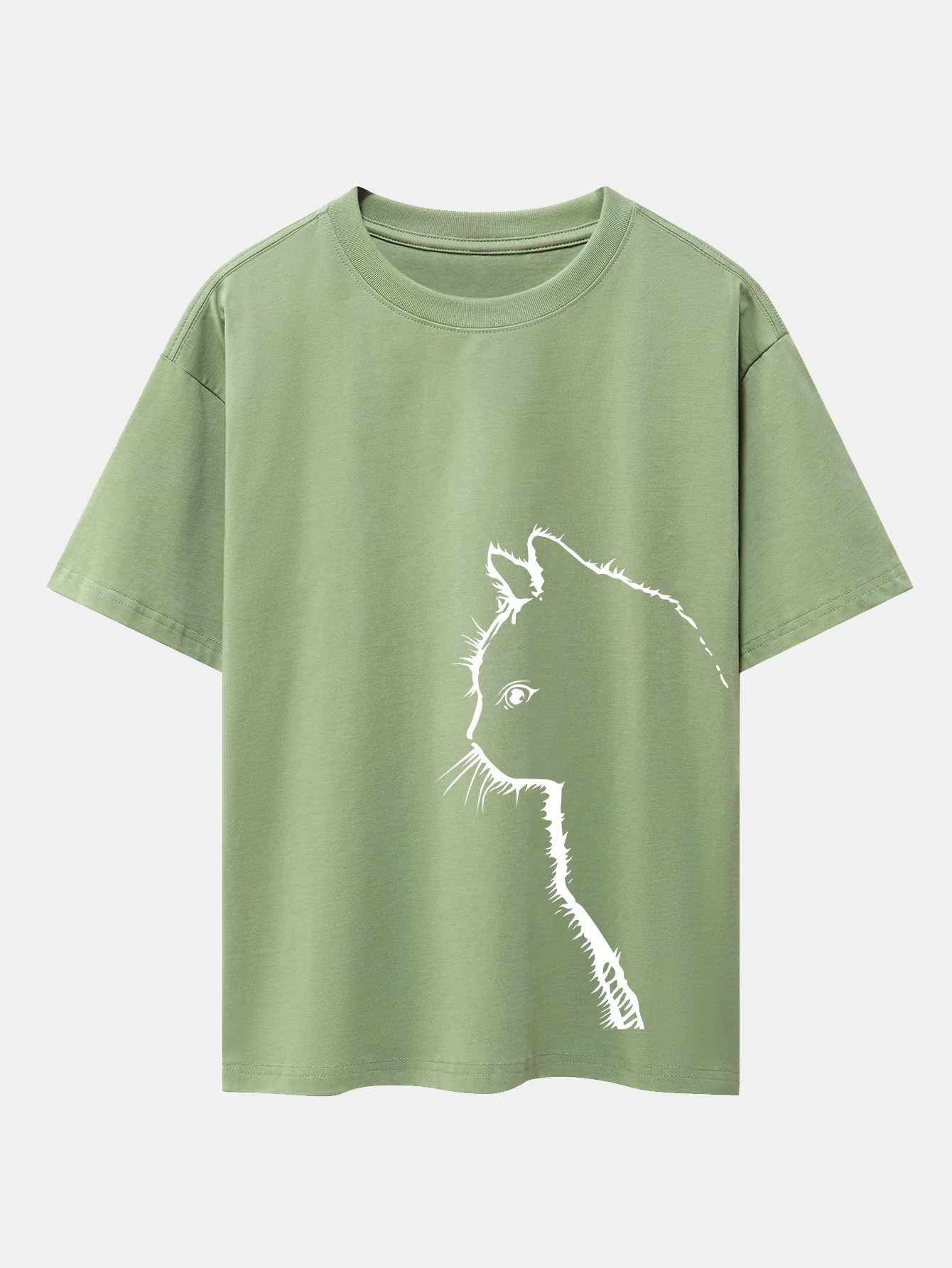Katze Silhouette Druck Drop Shoulder Oversize T-Shirt - Image 11