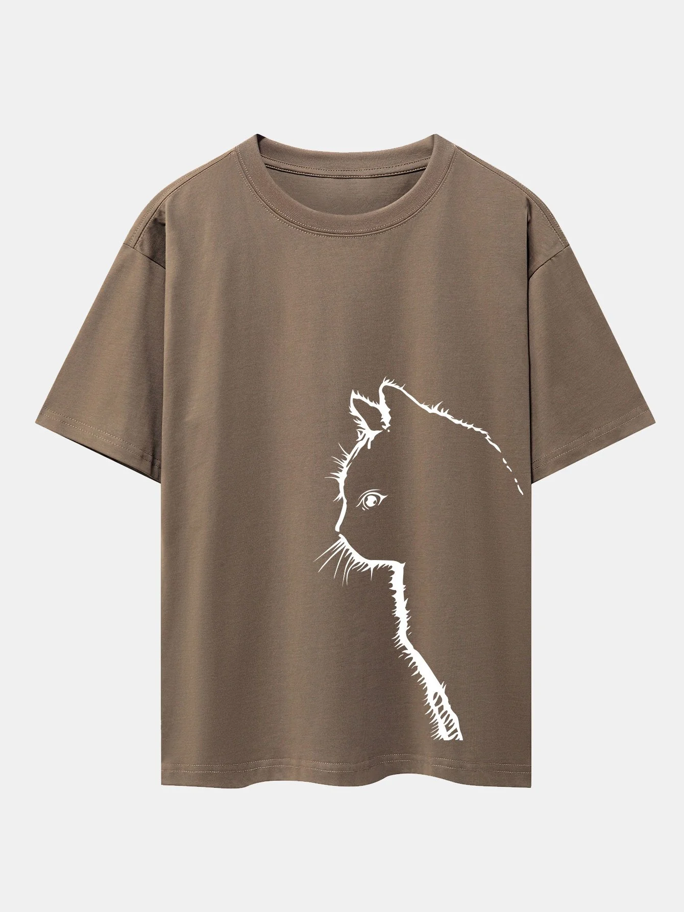 Katze Silhouette Druck Drop Shoulder Oversize T-Shirt - Image 5