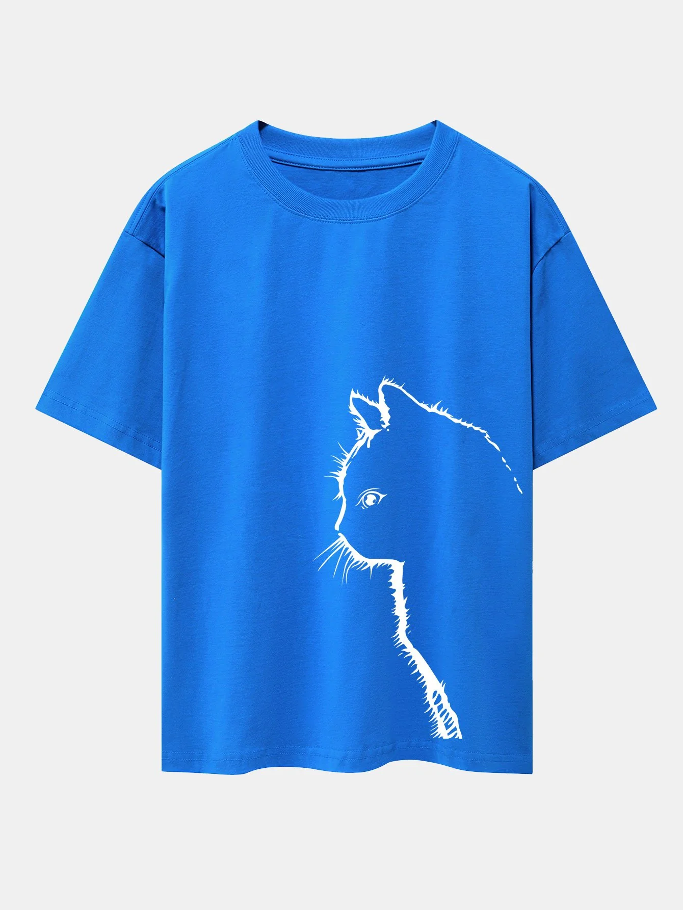 Katze Silhouette Druck Drop Shoulder Oversize T-Shirt - Image 6