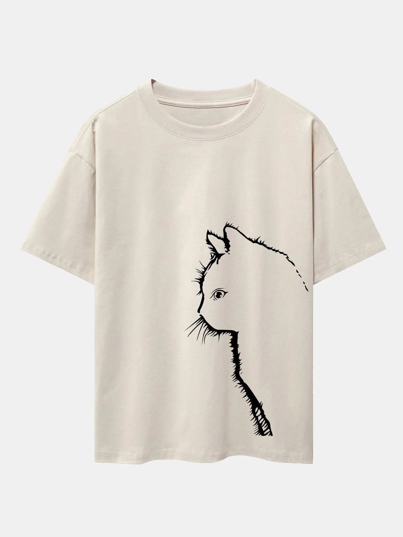 Katze Silhouette Druck Drop Shoulder Oversize T-Shirt - Image 9