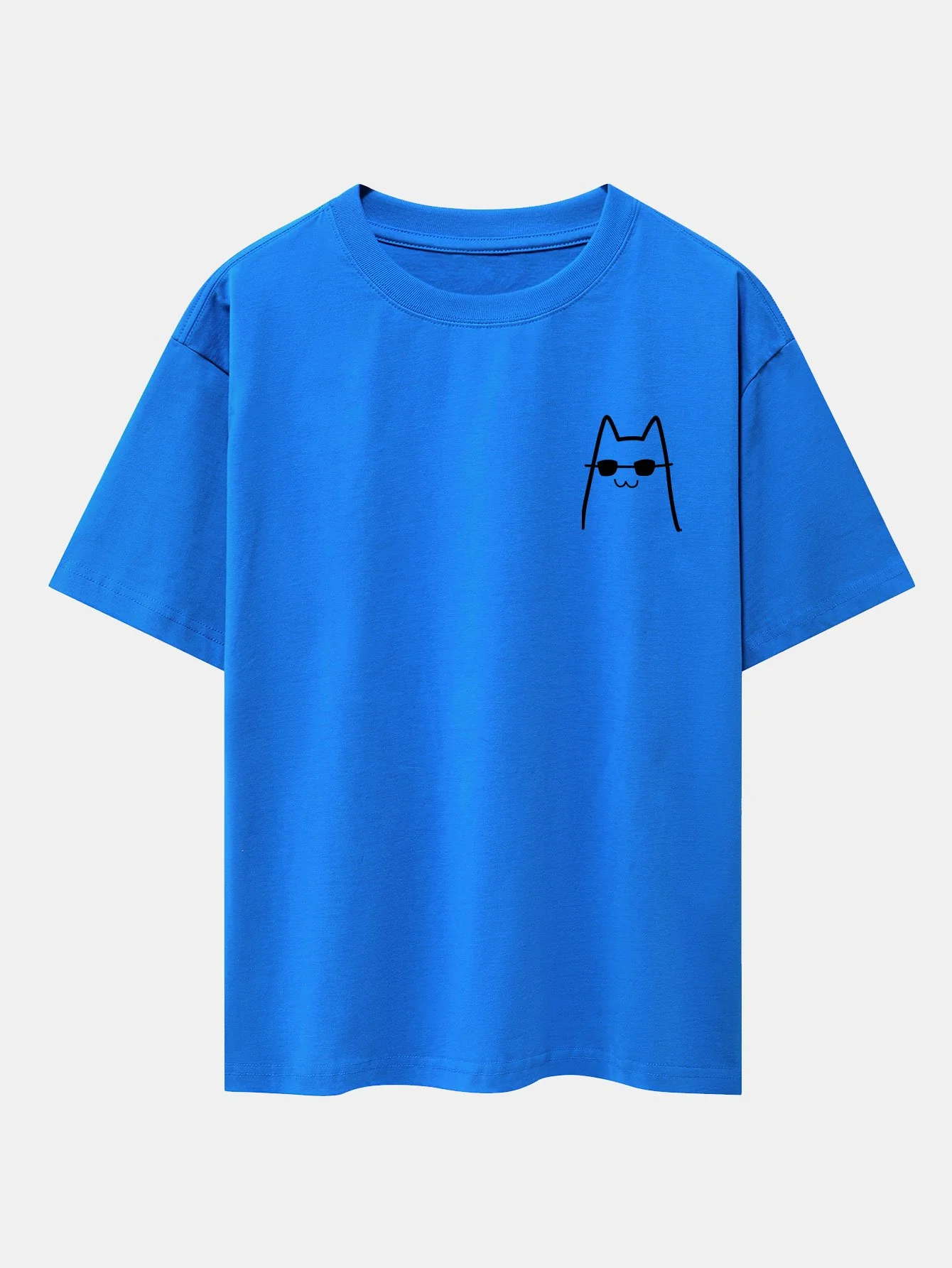 Katze mit Sonnenbrille Druck Drop Shoulder Oversize T-Shirt - Image 10