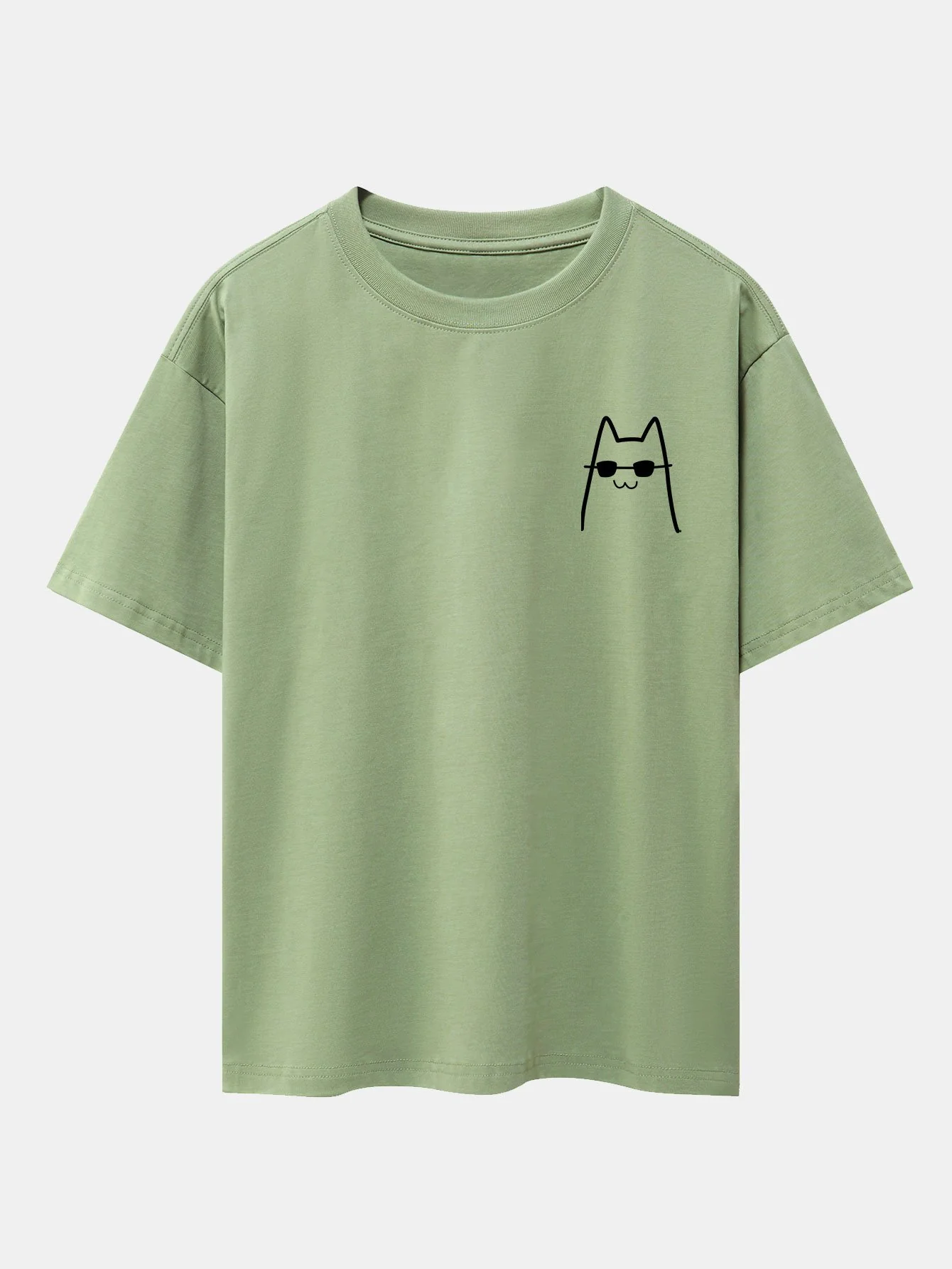 Katze mit Sonnenbrille Druck Drop Shoulder Oversize T-Shirt - Image 11