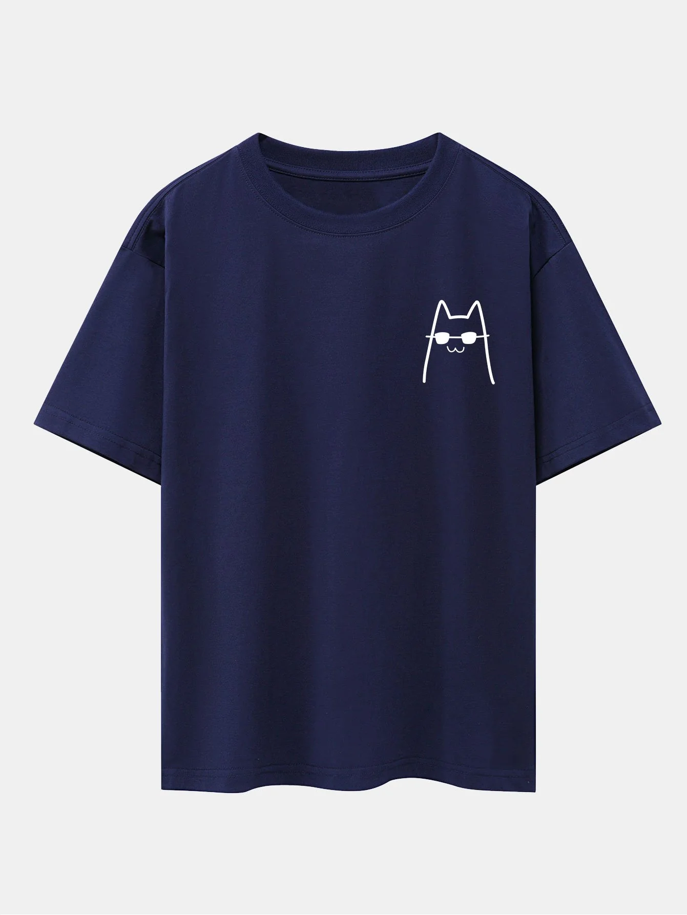 Katze mit Sonnenbrille Druck Drop Shoulder Oversize T-Shirt - Image 12