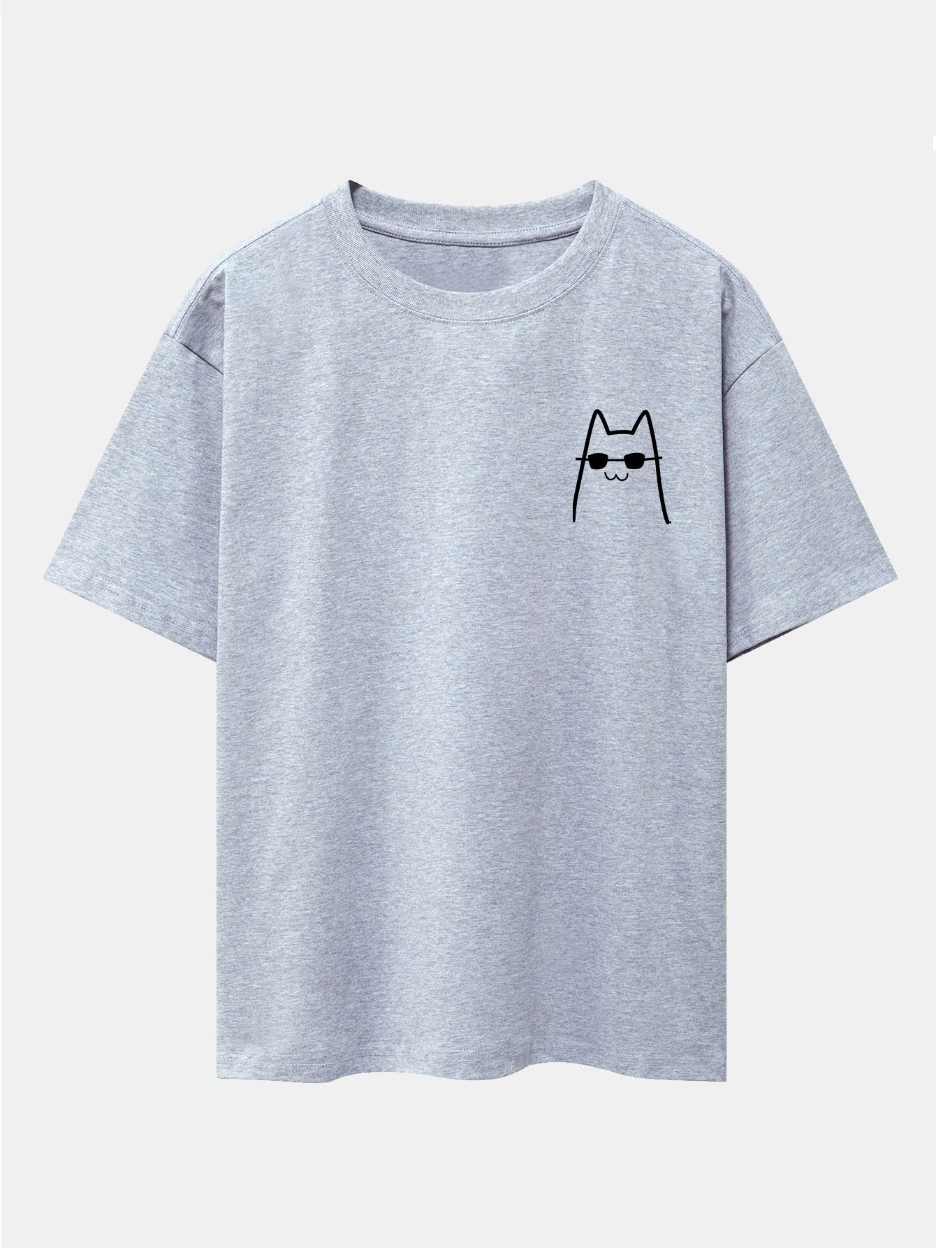 Katze mit Sonnenbrille Druck Drop Shoulder Oversize T-Shirt - Image 14