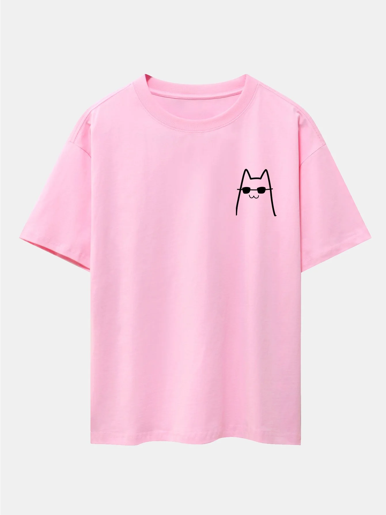 Katze mit Sonnenbrille Druck Drop Shoulder Oversize T-Shirt - Image 4