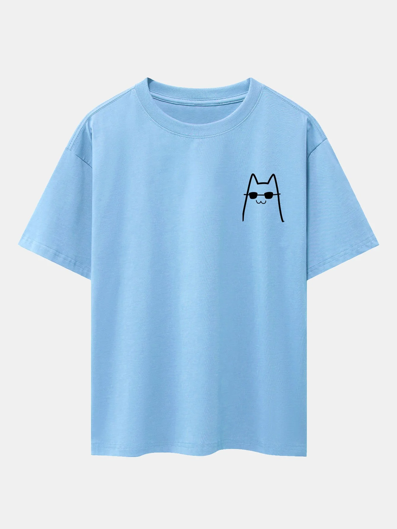 Katze mit Sonnenbrille Druck Drop Shoulder Oversize T-Shirt - Image 5