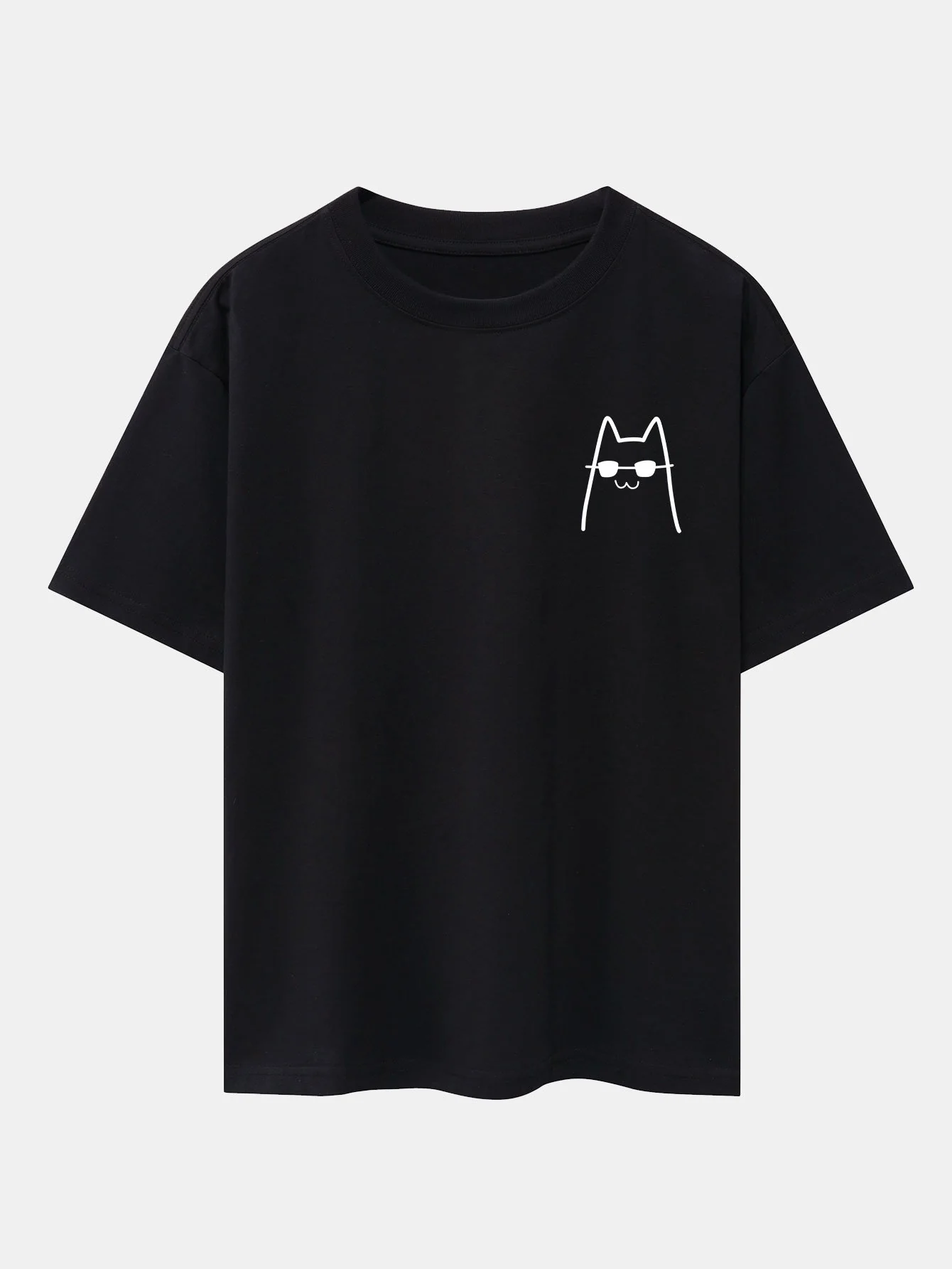Katze mit Sonnenbrille Druck Drop Shoulder Oversize T-Shirt - Image 6