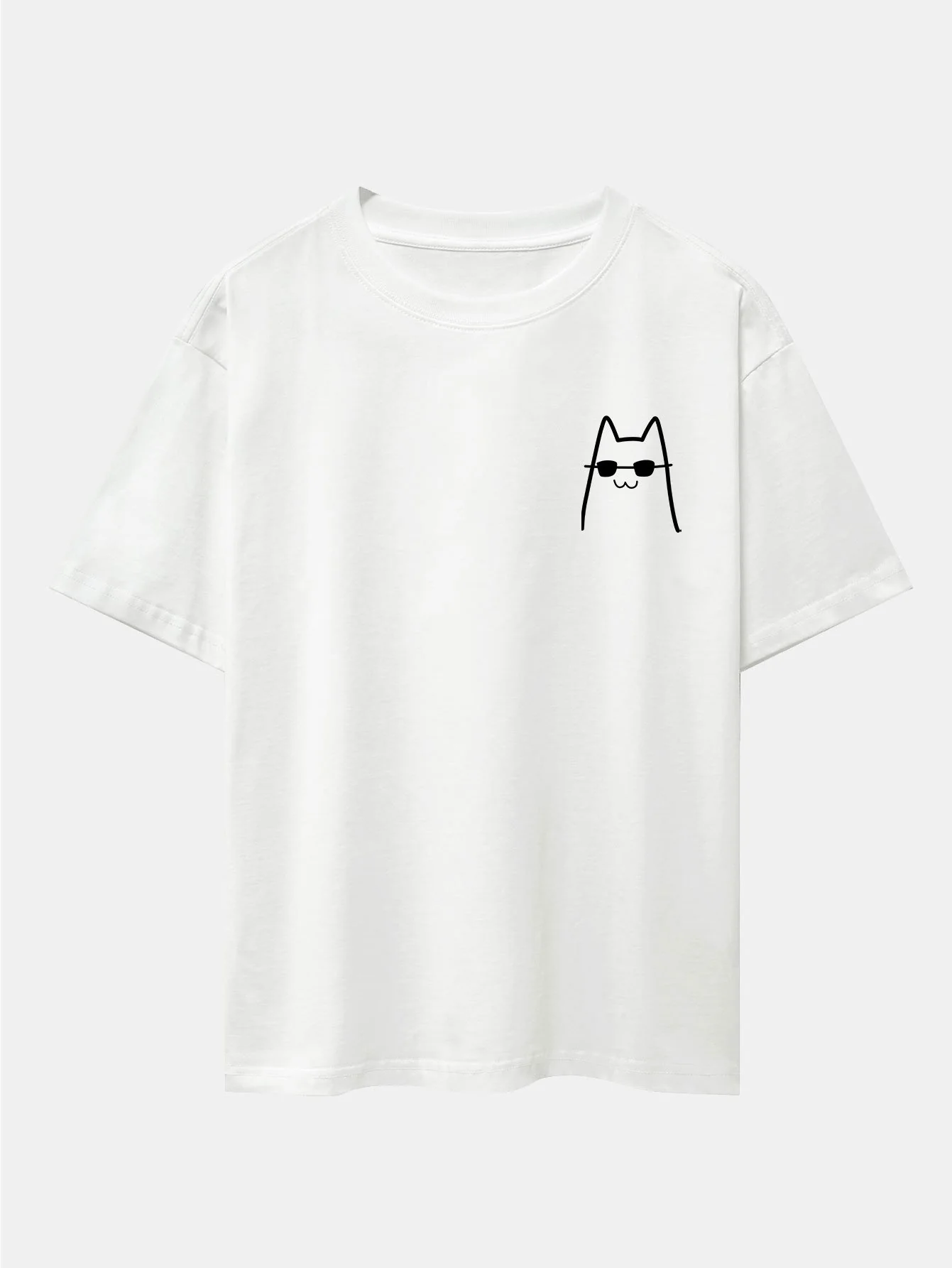Katze mit Sonnenbrille Druck Drop Shoulder Oversize T-Shirt - Image 7