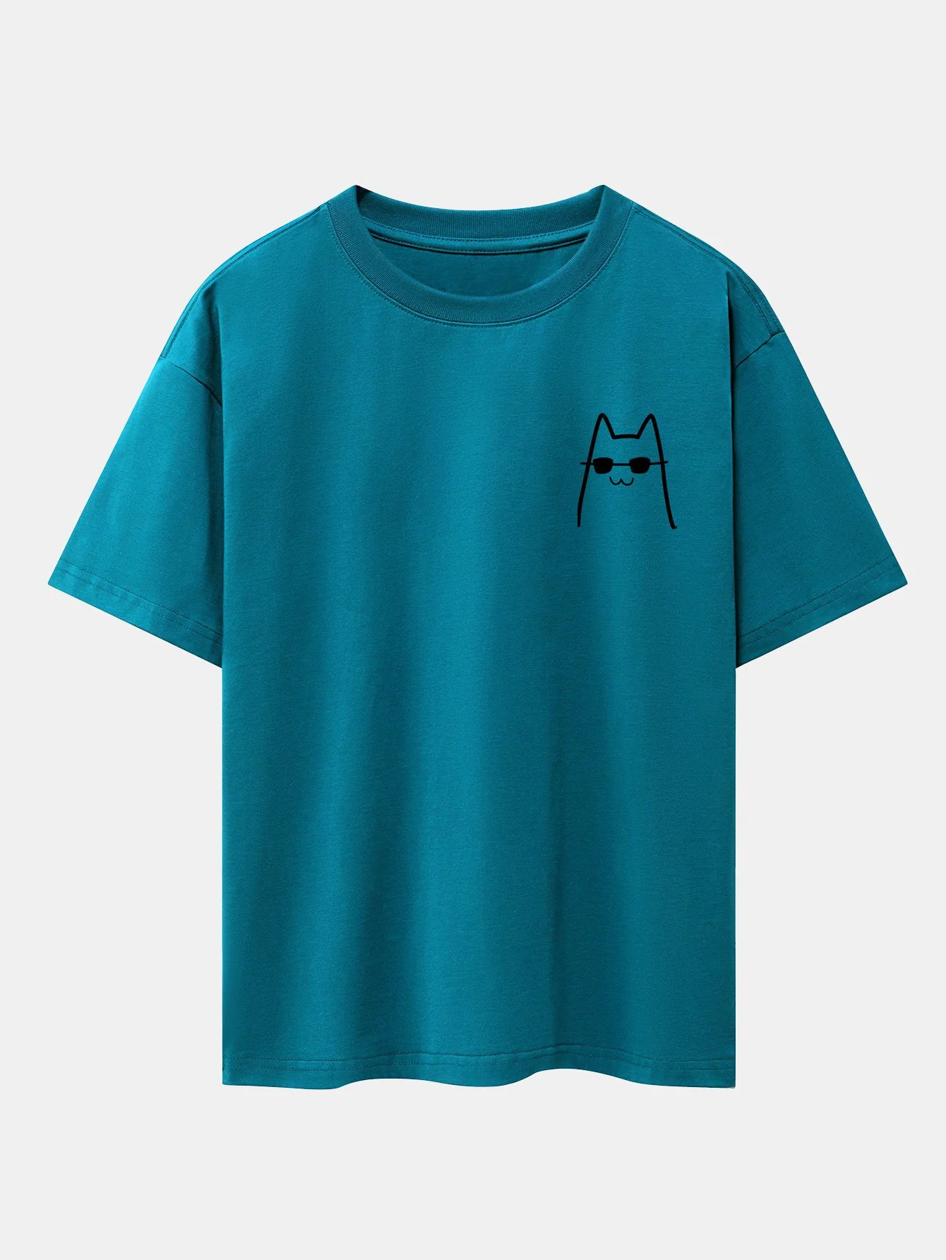 Katze mit Sonnenbrille Druck Drop Shoulder Oversize T-Shirt - Image 8