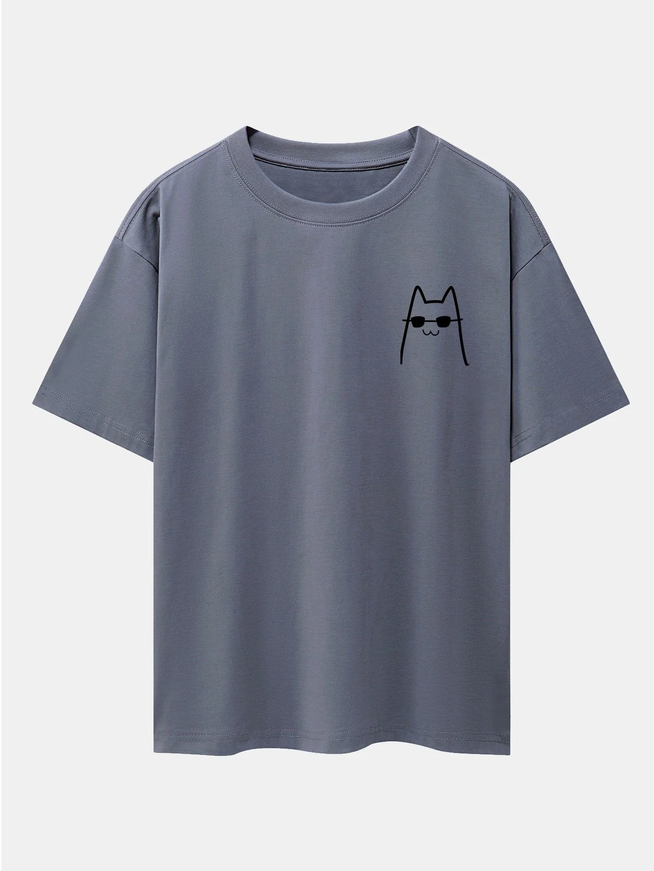 Katze mit Sonnenbrille Druck Drop Shoulder Oversize T-Shirt - Image 9