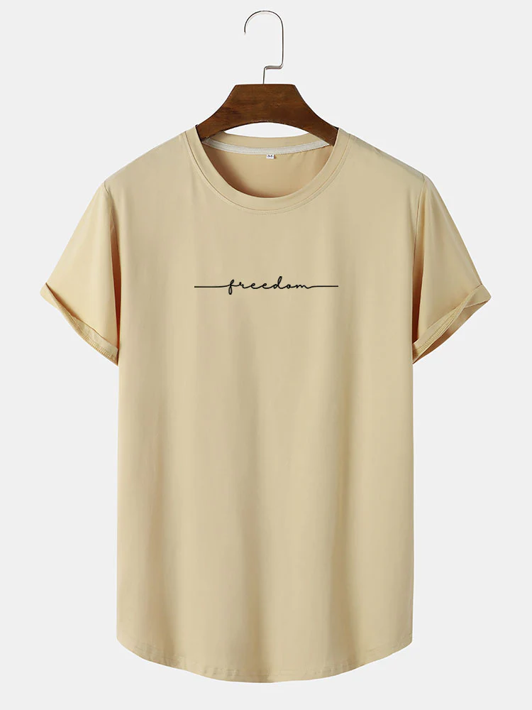 Charakterdruck Bogen Saum T-Shirt - Image 4