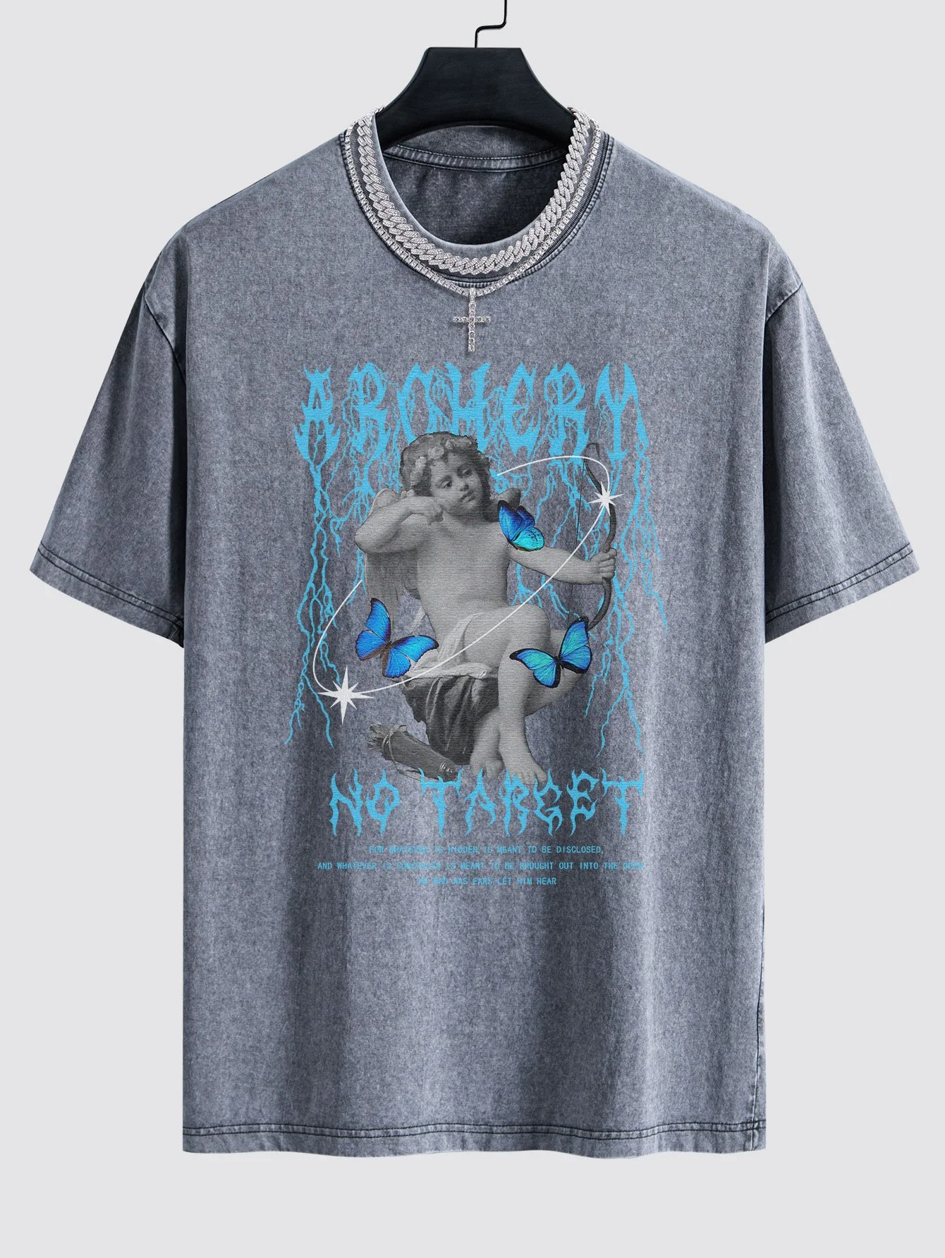 Charakter Slogan Druck Gewaschen Drop Shoulder Oversize T-Shirt - Image 2