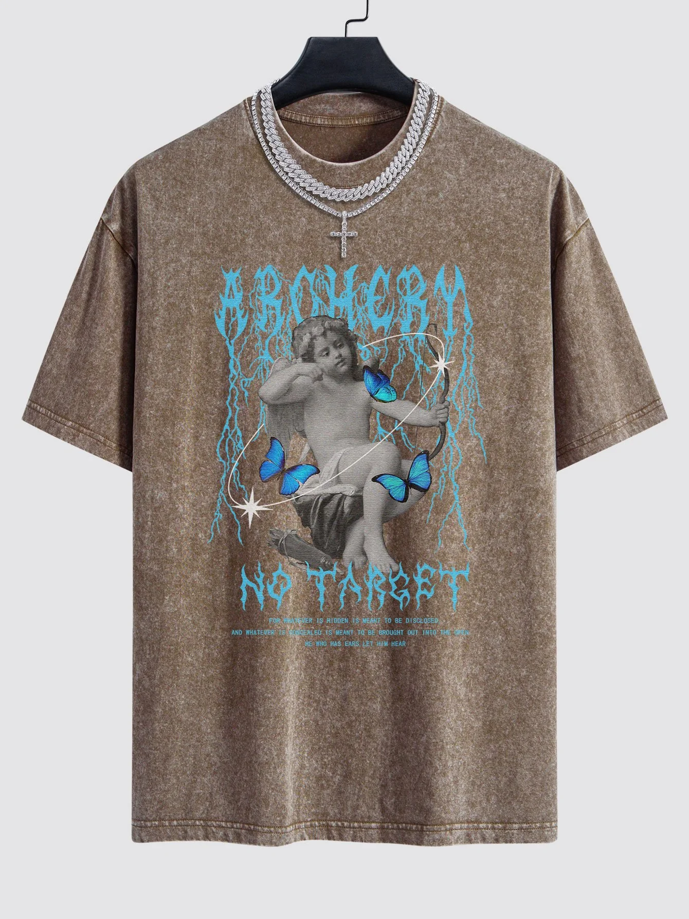 Charakter Slogan Druck Gewaschen Drop Shoulder Oversize T-Shirt - Image 4