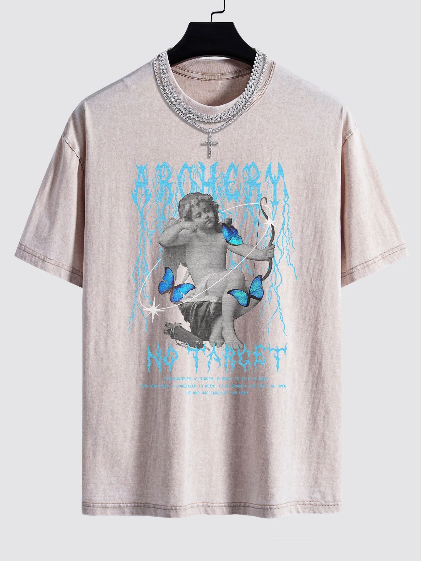 Charakter Slogan Druck Gewaschen Drop Shoulder Oversize T-Shirt - Image 5