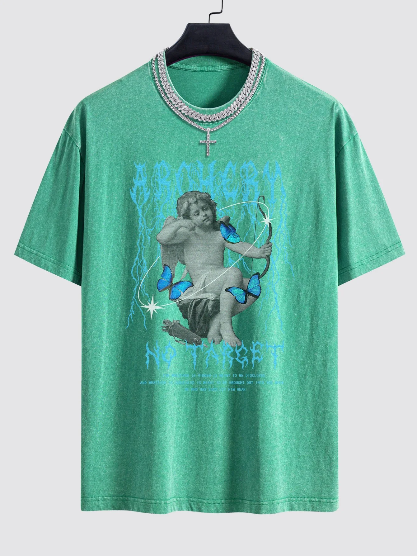 Charakter Slogan Druck Gewaschen Drop Shoulder Oversize T-Shirt - Image 6