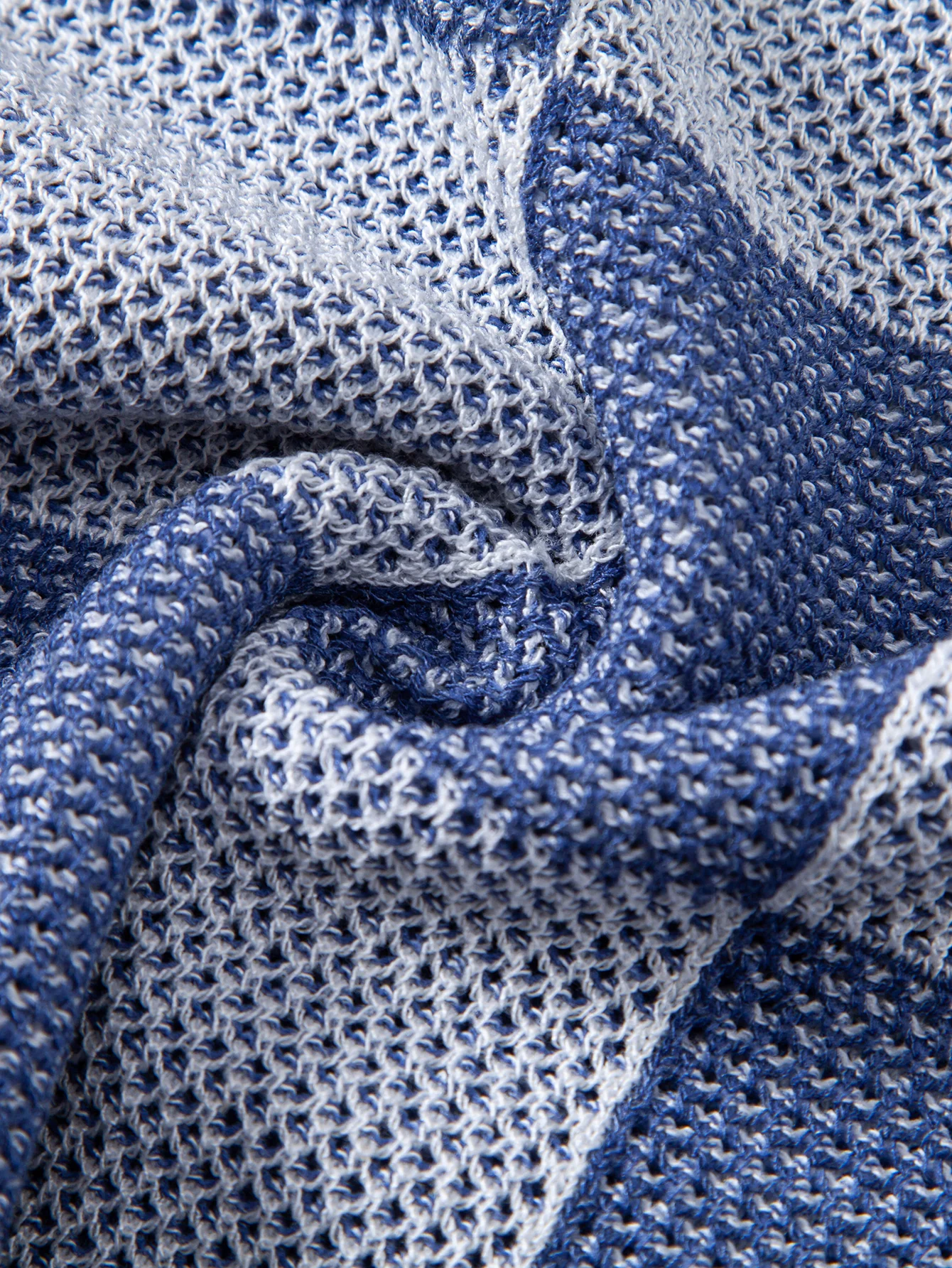 Checkerboard Crocheted Zipper Knit Polo - Image 11