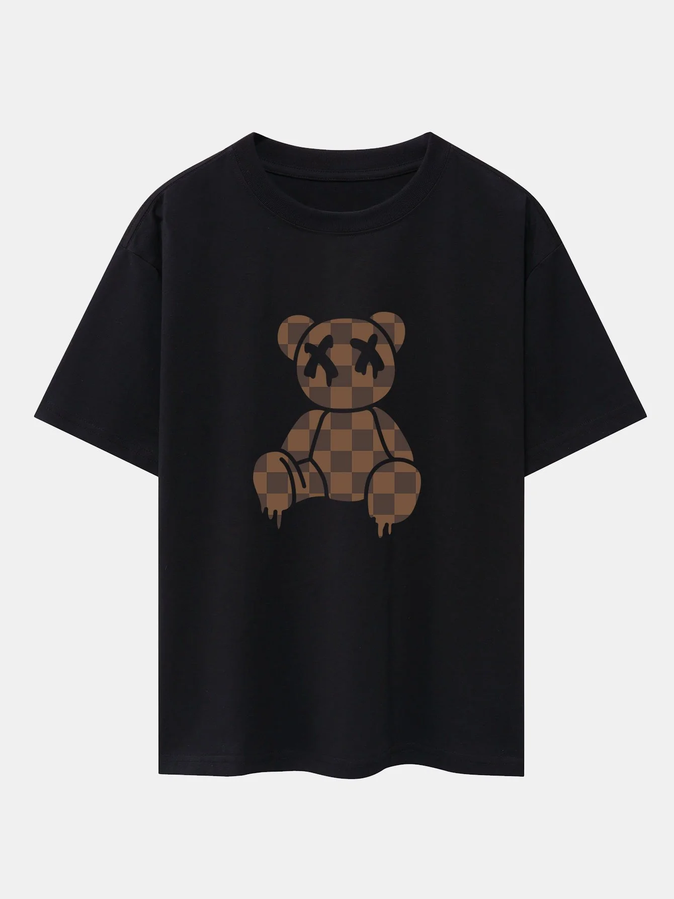 Schachbrett auflösender Bären Drop Shoulder Oversize T-Shirt & gerade Cordhosen - Image 5