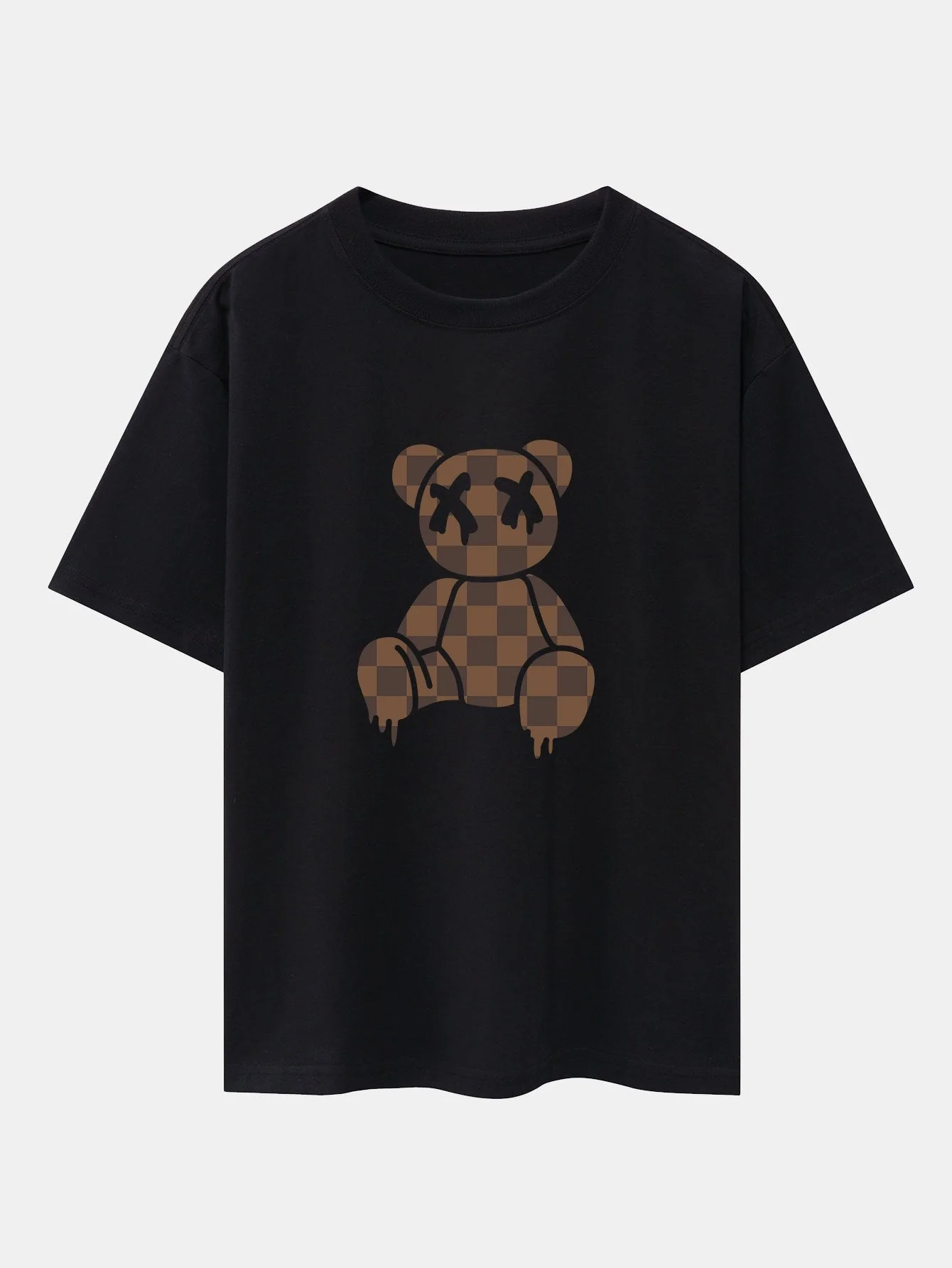 Schachbrett auflösender Bär Drop Shoulder Oversize T-Shirt & Cordhosen-Shorts - Image 3