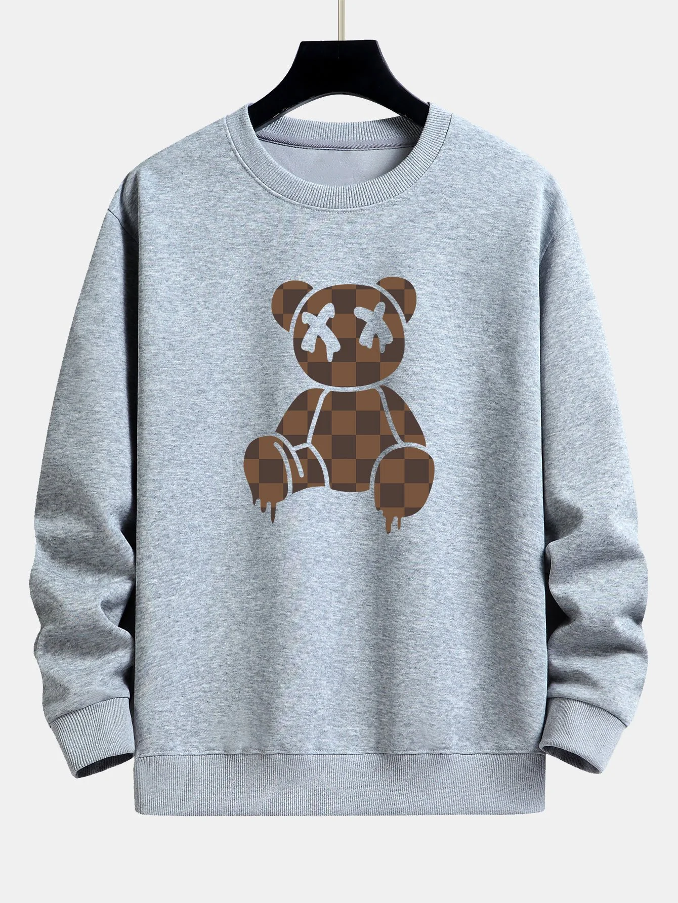 Schachbrett auflösender Bärenprint Relax Fit Sweatshirt - Image 4