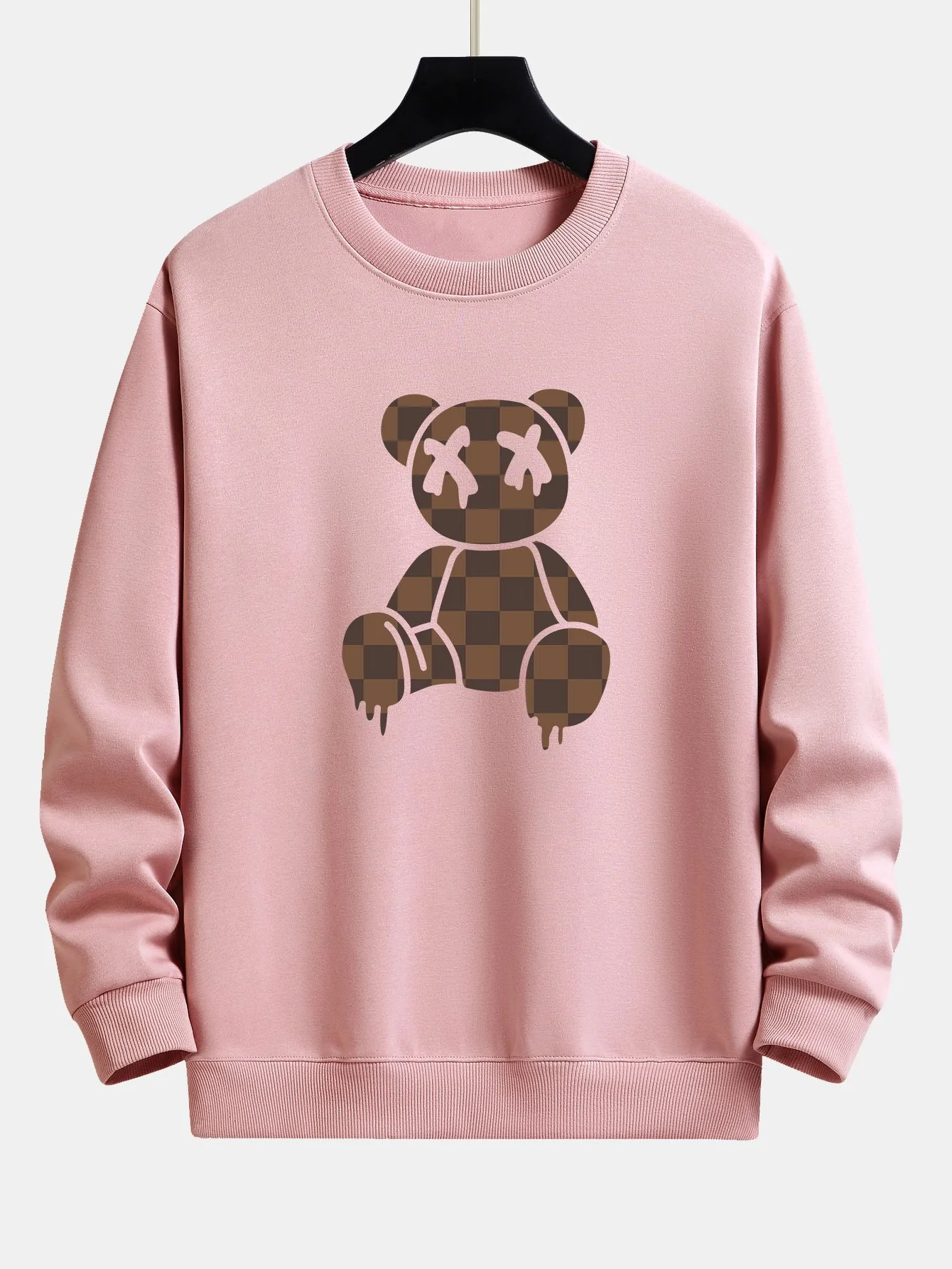 Schachbrett auflösender Bärenprint Relax Fit Sweatshirt - Image 5