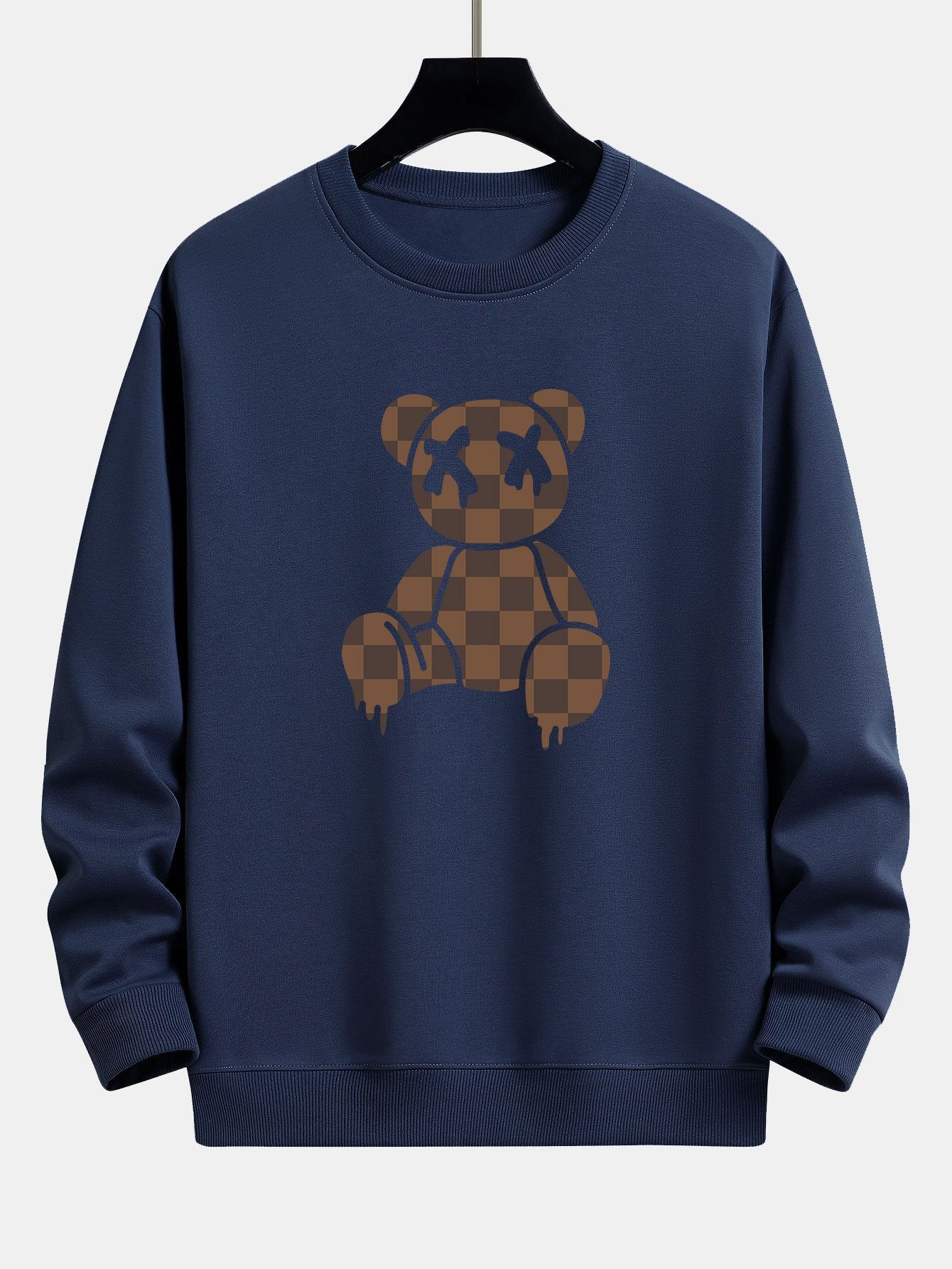 Schachbrett auflösender Bärenprint Relax Fit Sweatshirt - Image 6