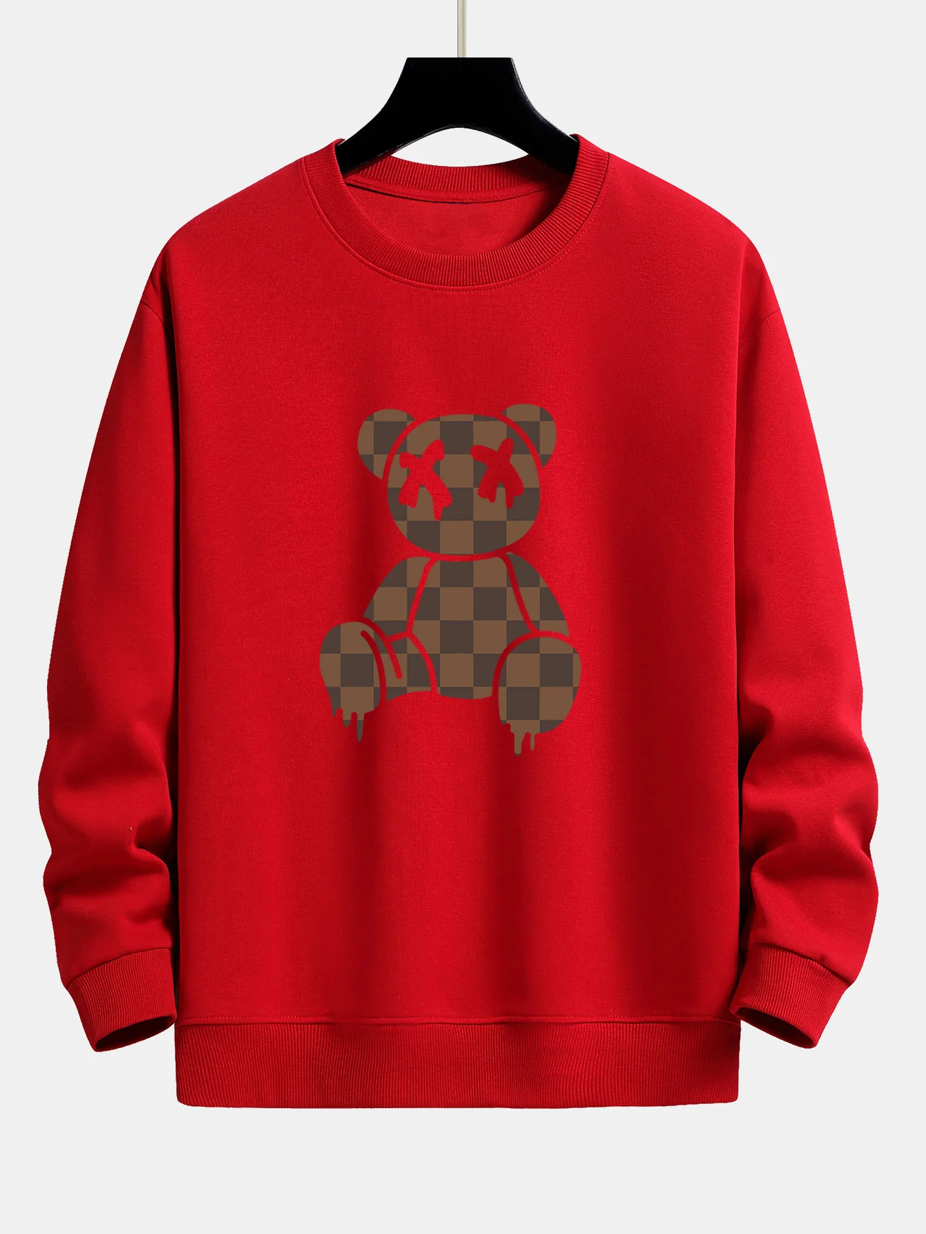 Schachbrett auflösender Bärenprint Relax Fit Sweatshirt - Image 8