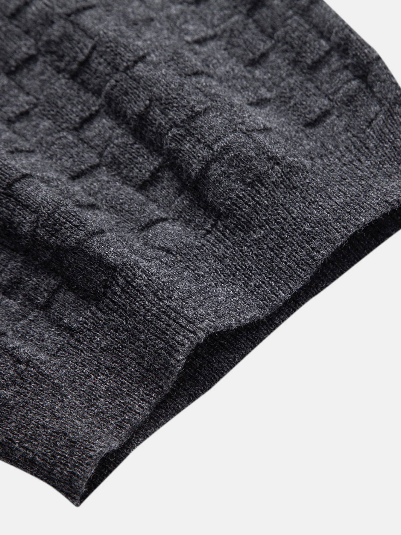 Schachbrett Henley Kragen Pullover Gestricktes T-Shirt - Image 9