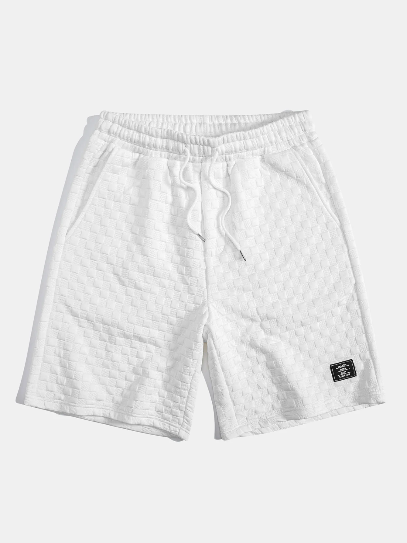 Schachbrett-Jacquard T-Shirt mit Bogen-Saum & Schachbrett-Jacquard Shorts - Image 7
