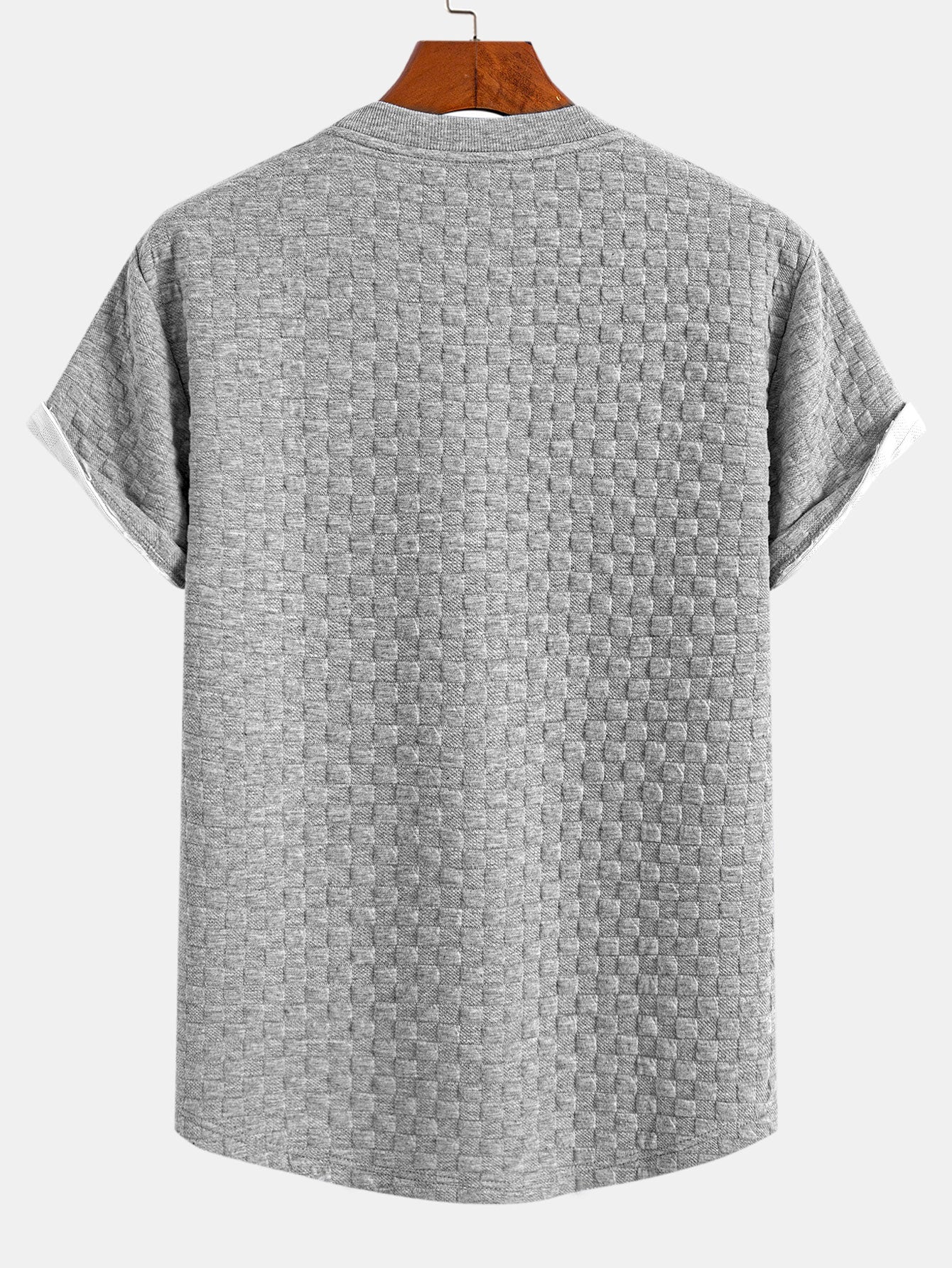 Schachbrett-Jacquard T-Shirt mit Bogen-Saum - Image 6