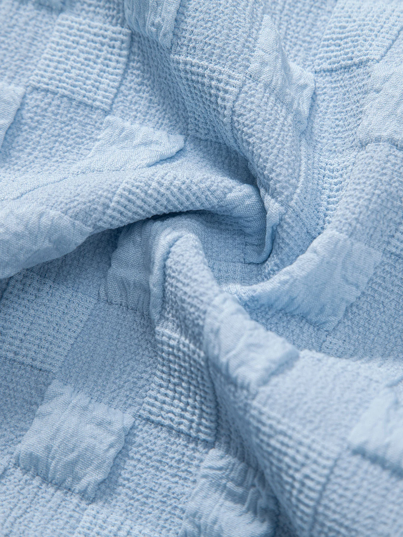 Schachbrett Jacquard Hemd mit Knöpfen & Kordelzug Shorts - Image 8