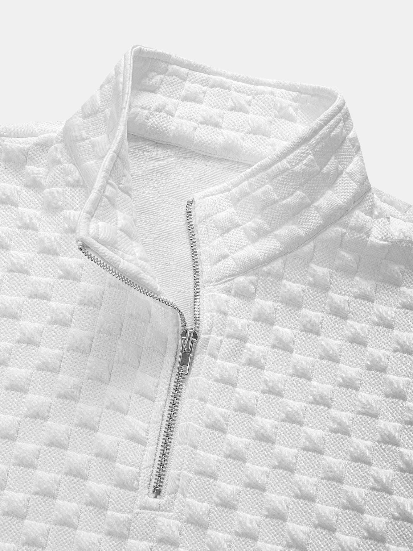 Checkerboard Jacquard Quarter Zip Sweatshirt - Image 5